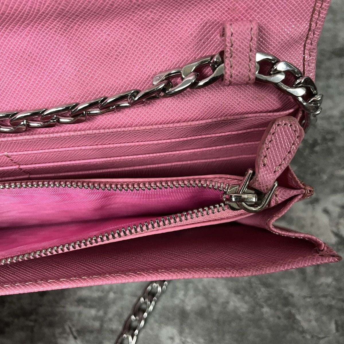 Prada Prada Pink Saffiano Rings Stud Clutch Chain Crossbody Size ONE SIZE - 18 Thumbnail