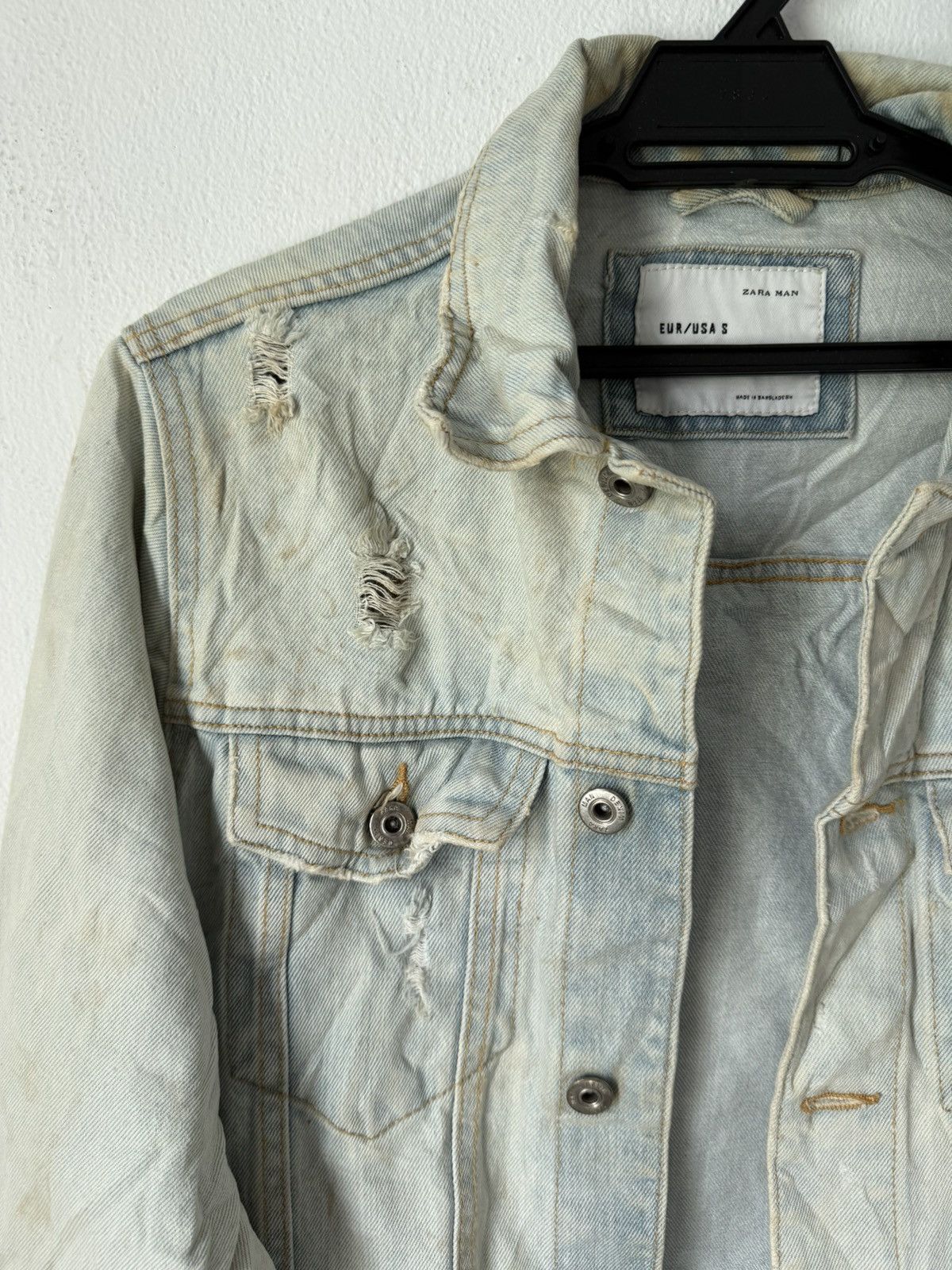 Zara BINDING Zara Denim Man Distress Design Jacket Ripped Style Size US S / EU 44-46 / 1 - 4 Thumbnail