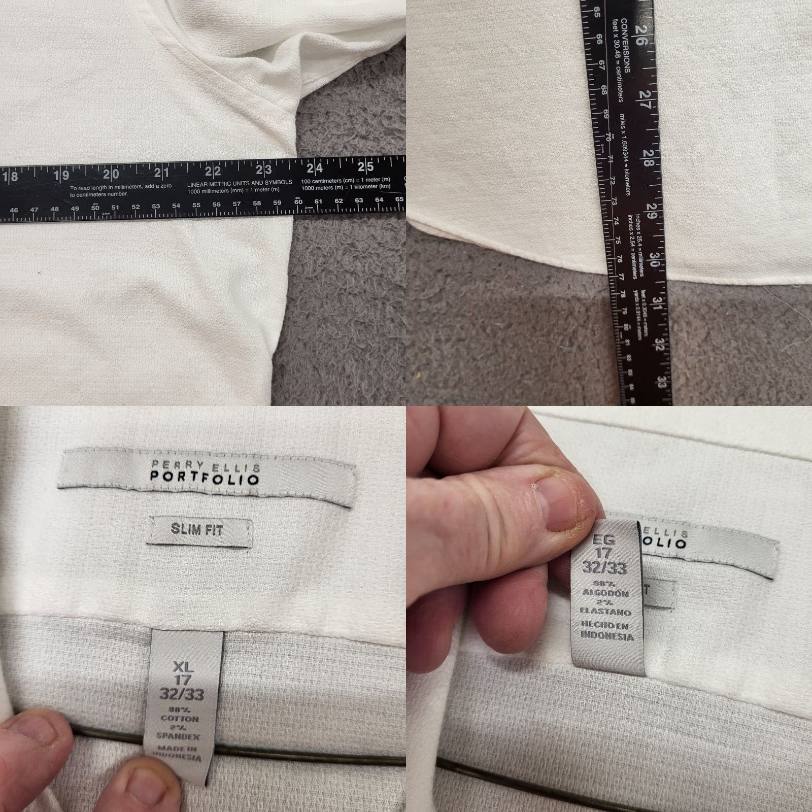 Perry Ellis Perry Ellis Portfolio Shirt Men’s XL/17 Long Sleeve White Slim Fit Button Down Mens Shirt Slim Fit White Button-Down Casual Business Size US XL / EU 56 / 4 - 8 Thumbnail