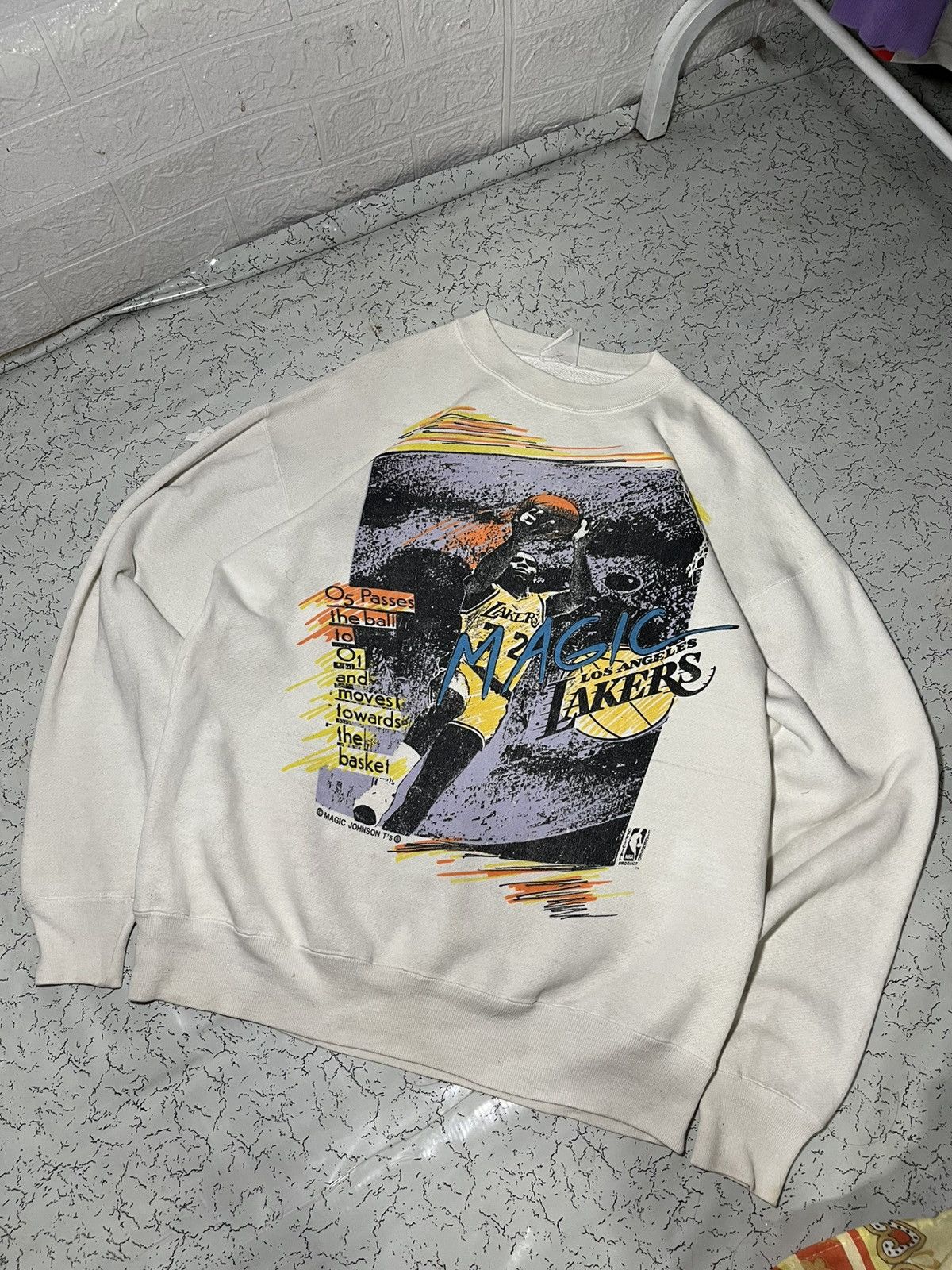 Vintage 80’s/90’s Magic Johnson Mega print Pullover Size US L / EU 52-54 / 3 - 1 Thumbnail
