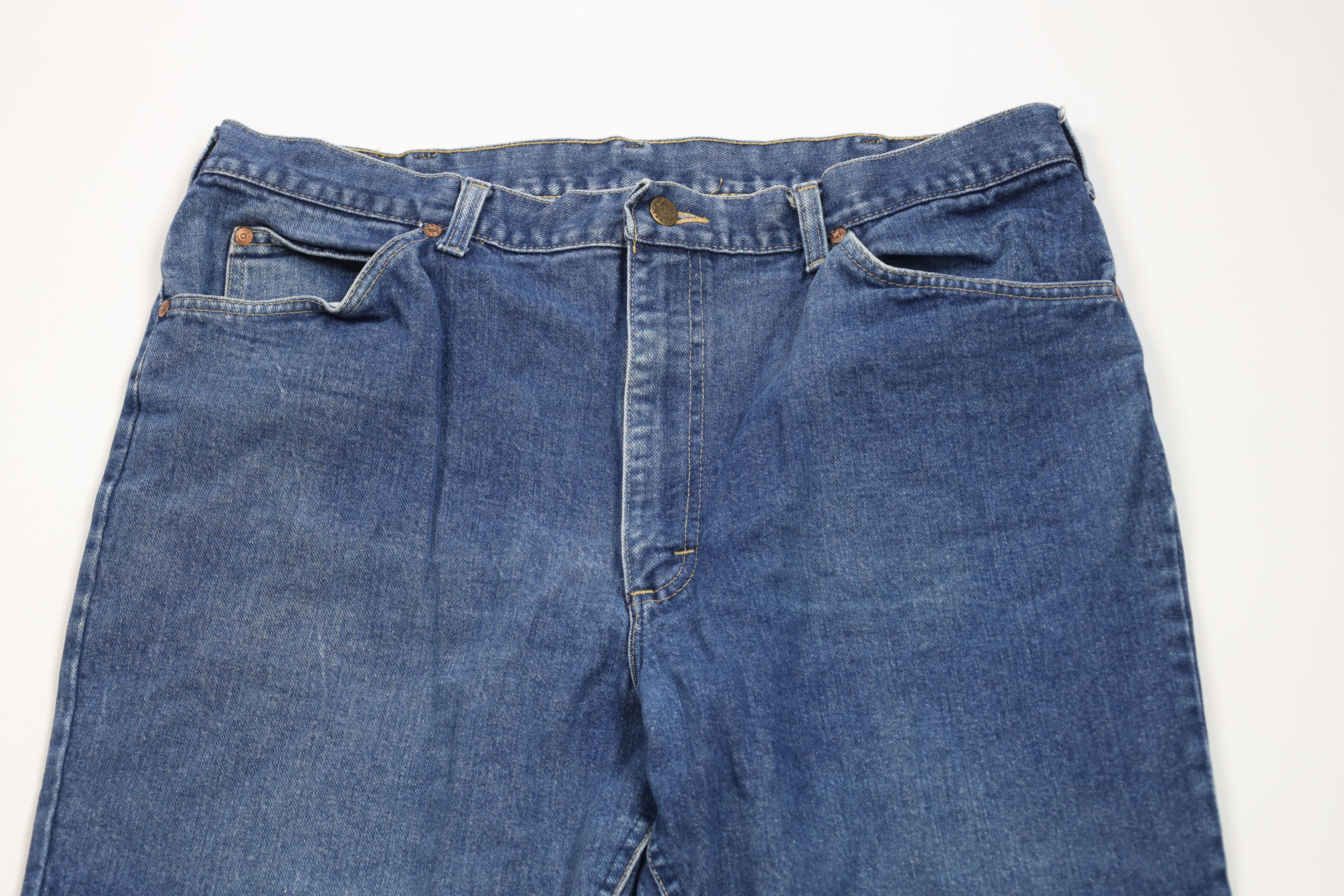 Lee × Vintage Vintage 70s Lee Flared Wide Leg Denim Jeans Blue Cotton USA Size US 38 / EU 54 - 2 Thumbnail