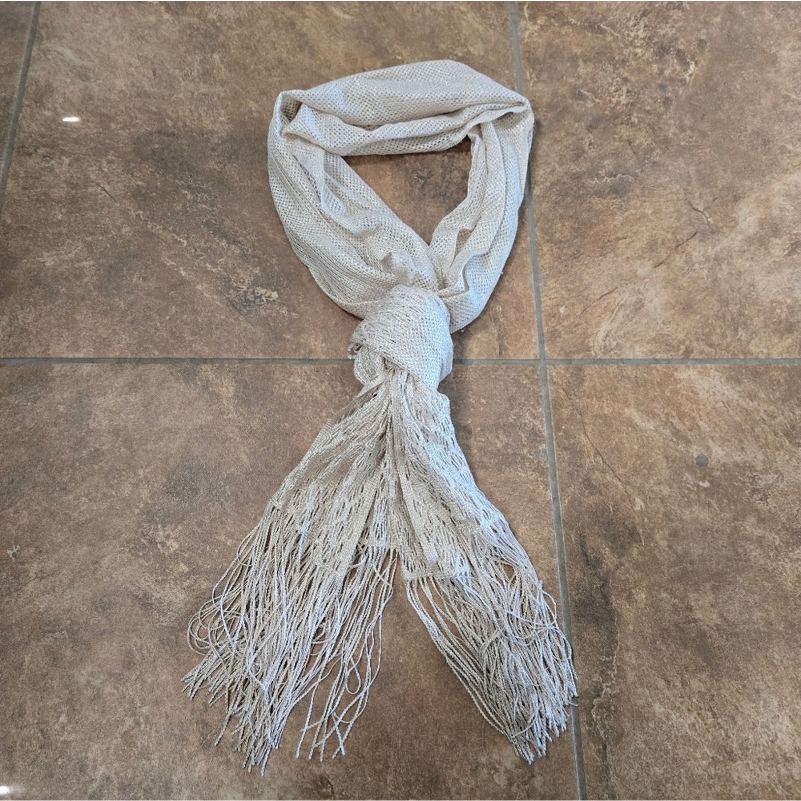 Other Cream Golden | CEJON | Fringed Scarf Size ONE SIZE - 2 Thumbnail