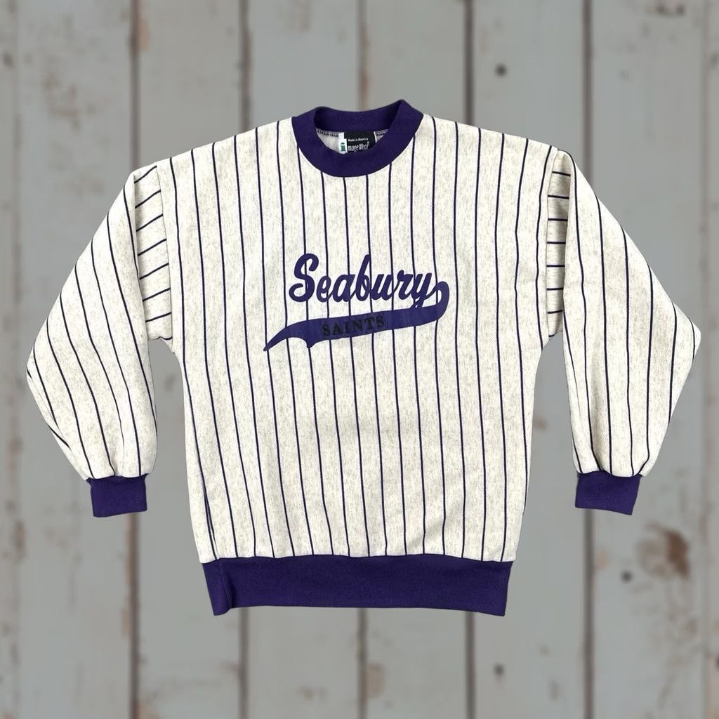 Vintage VINTAGE Image Wear 90s XL Seabury Saints Gray Ringer Sweatshirt Purple Pinstripe Mens Sweatshirt Size US XL / EU 56 / 4 - 1 Thumbnail