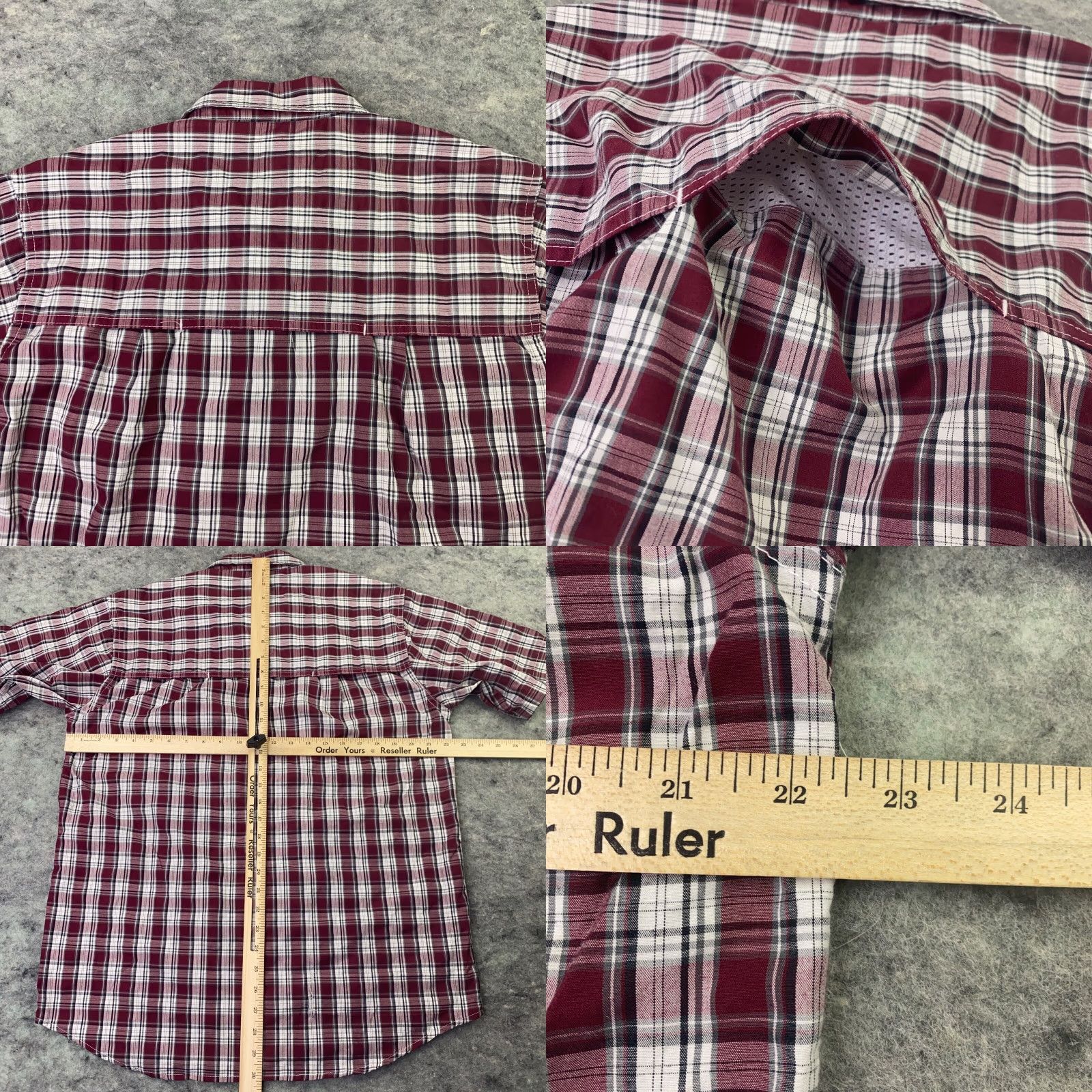 Haband Haband Travelers Mens Shirt Medium Maroon Plaid Button Up Short Sleeve Safari Regular Mens Size US M / EU 48-50 / 2 - 9 Thumbnail