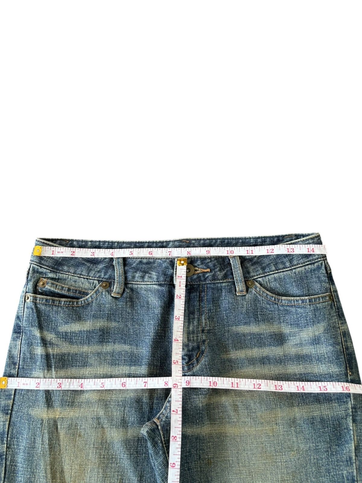 Uniqlo Vintage Uniqlo Mud Wash Distress Low Rise Flare Jeans Size 29" - 7 Thumbnail