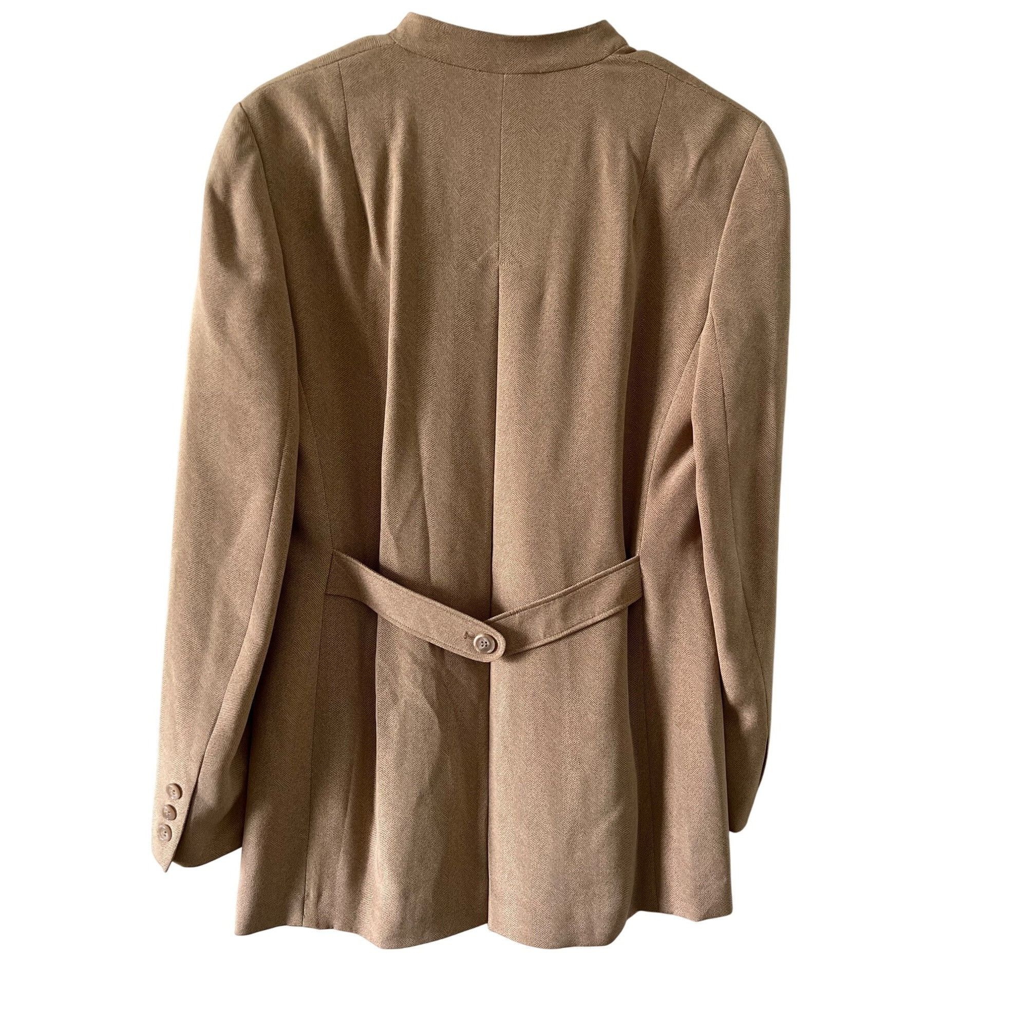 Anne Klein Anne Klein Womens Tan Herringbone Blazer With Button Front P Size S / US 4 / IT 40 - 6 Thumbnail