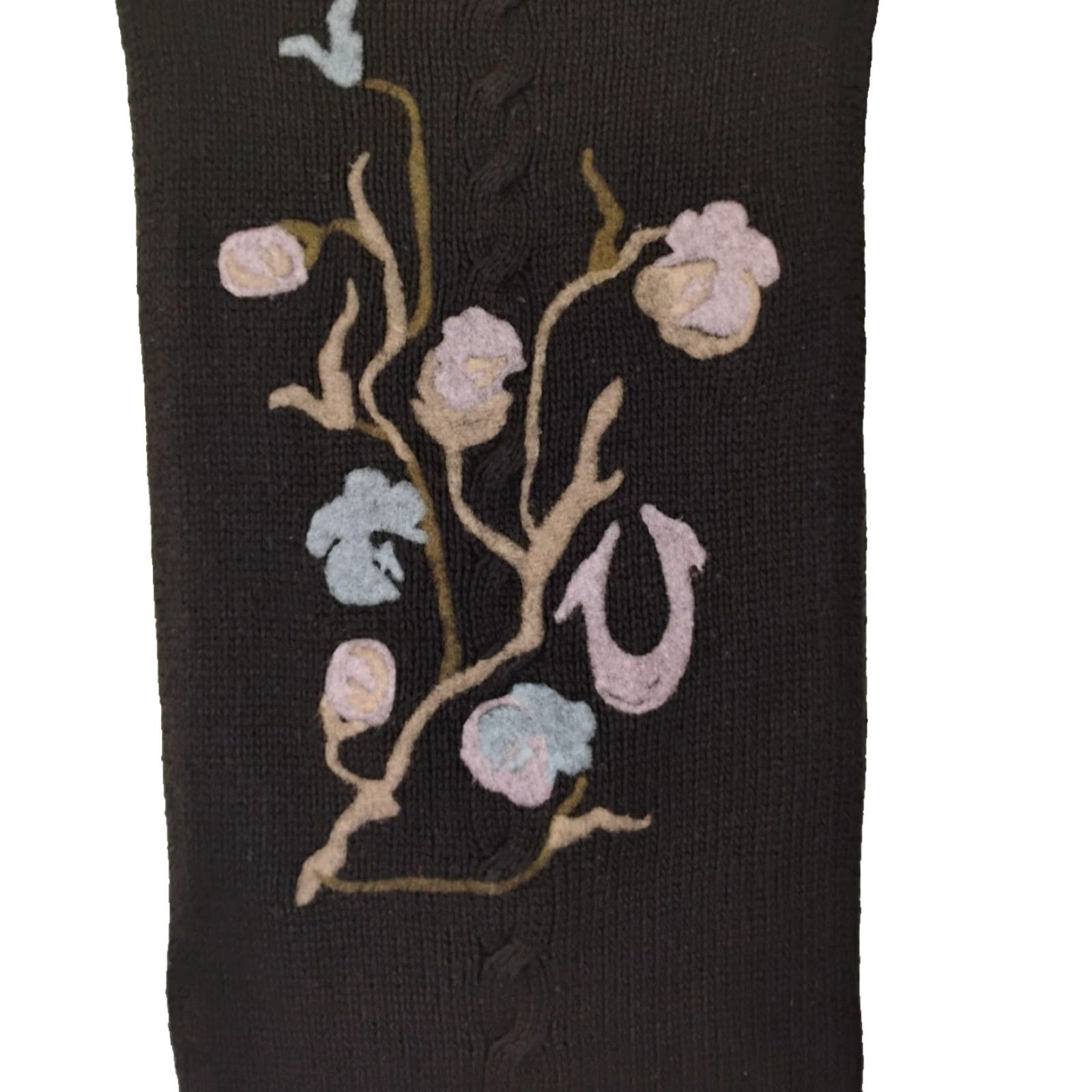 True Religion VINTAGE True Religion Scarf Unisex Cowl/Infinity Angora Wool Cashmere Floral Black Size ONE SIZE - 2 Thumbnail
