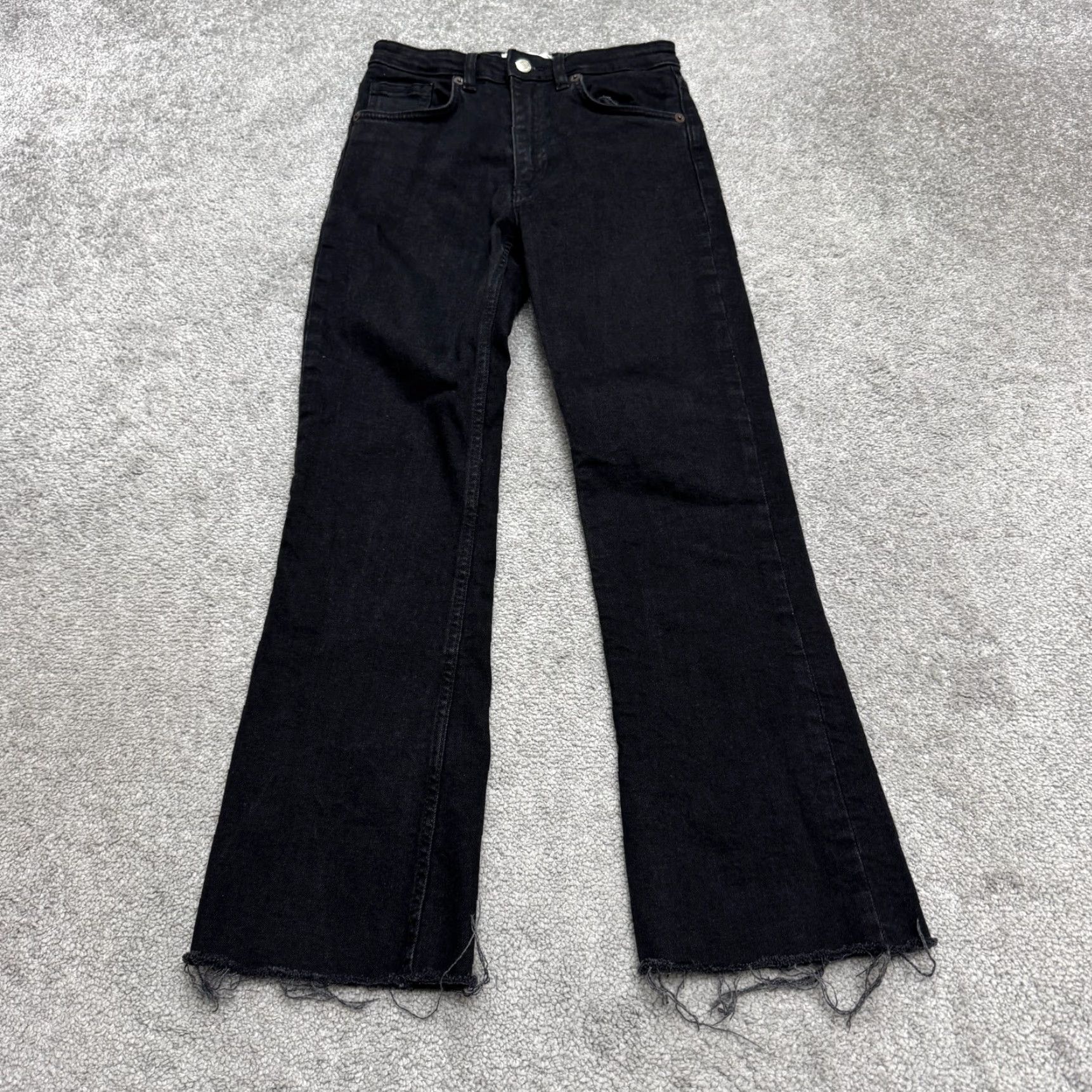 Zara Zara Jeans Womens Black Denim Wide-Leg High Rise 25x26 5-Pocket Stretch Baggy Casual City Outdoor Streetwear Size 26" / US 2 / IT 38 - 2 Thumbnail