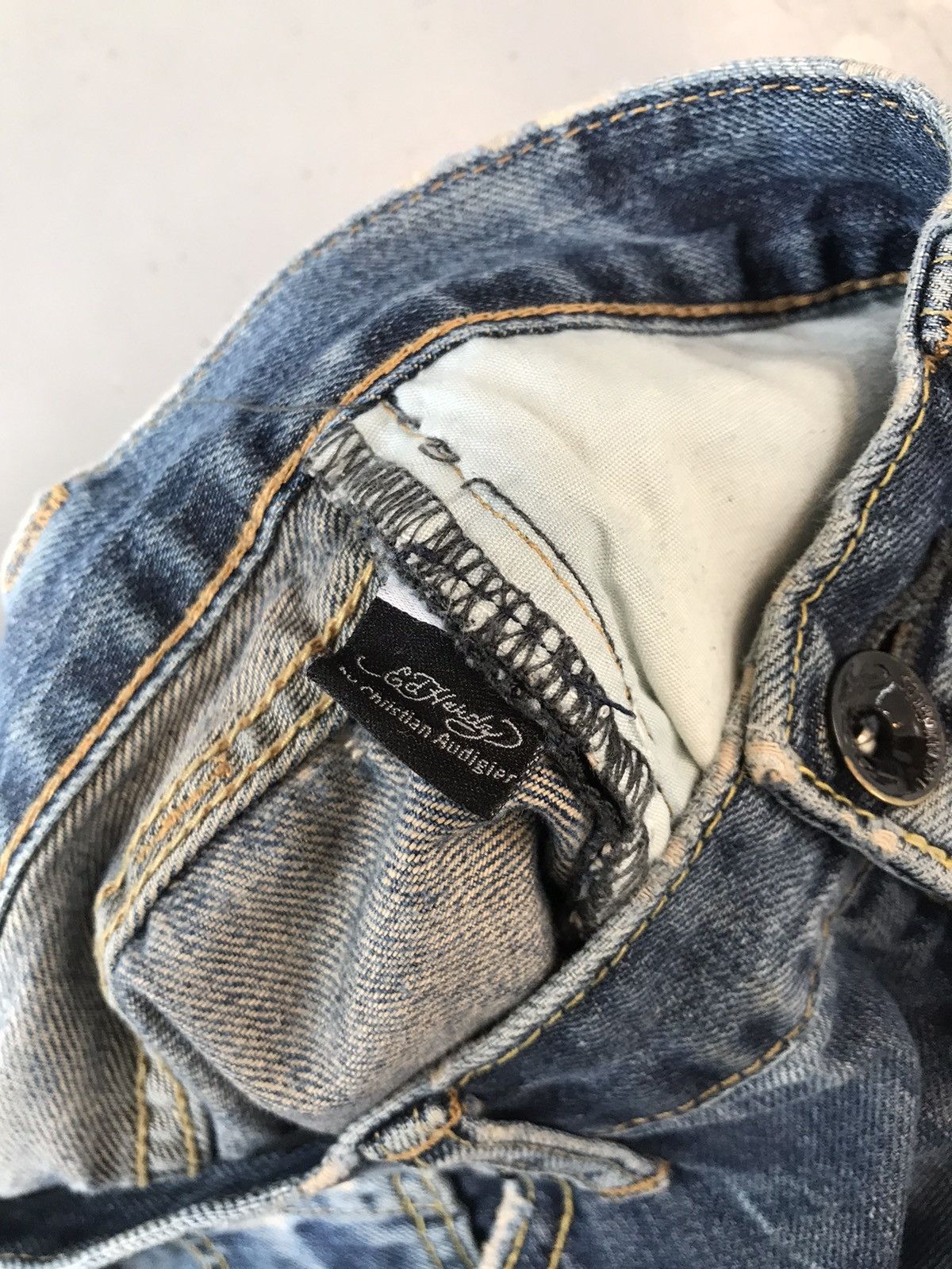 Christian Audigier × Ed Hardy × Vintage Vintage Edhardy Christian Audigier distressed denim Size US 33 - 9 Thumbnail