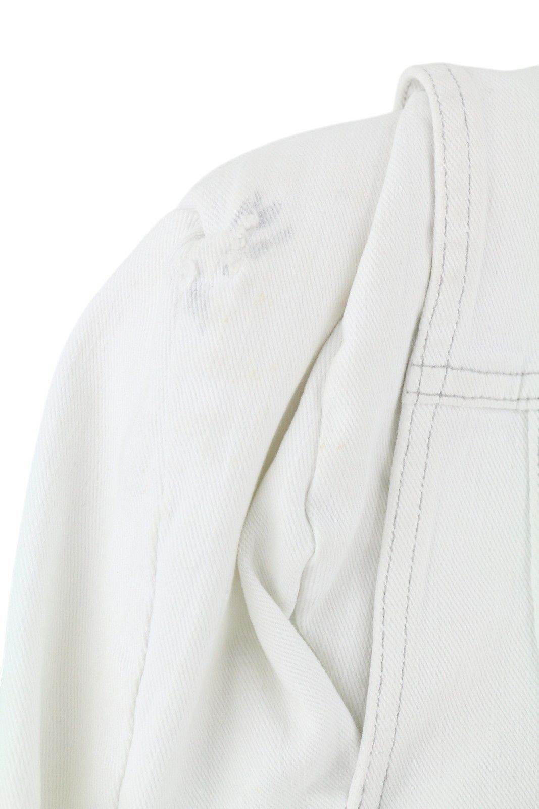 R13 KELSEY SHIRRING DENIM M Ibrooke White Shoulder Pads 86173 Size M / US 6-8 / IT 42-44 - 8 Thumbnail