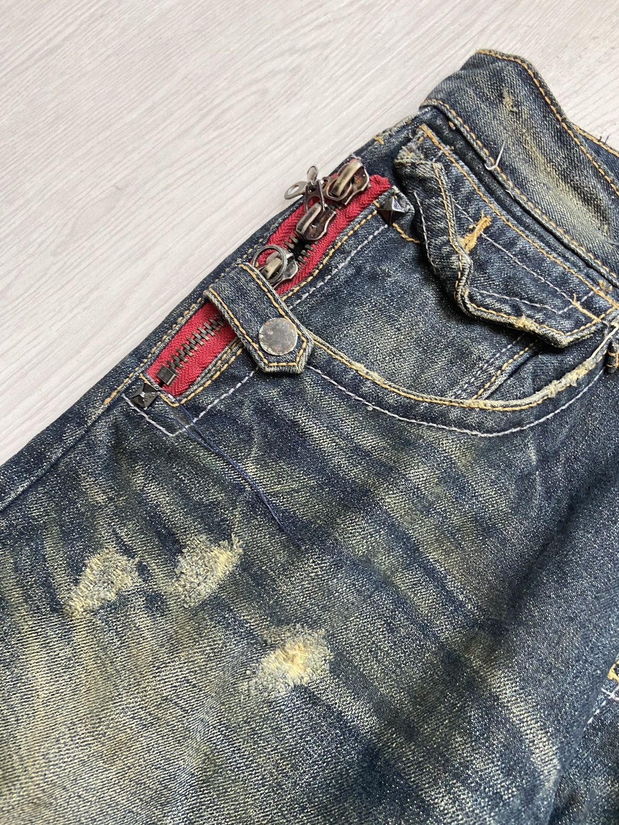 If Six Was Nine × Le Grande Bleu (L.G.B.) × semanticdesign Vintage Semantic Design Zipper Cowhide Flare Denim Pants Size US 32 / EU 48 - 4 Thumbnail