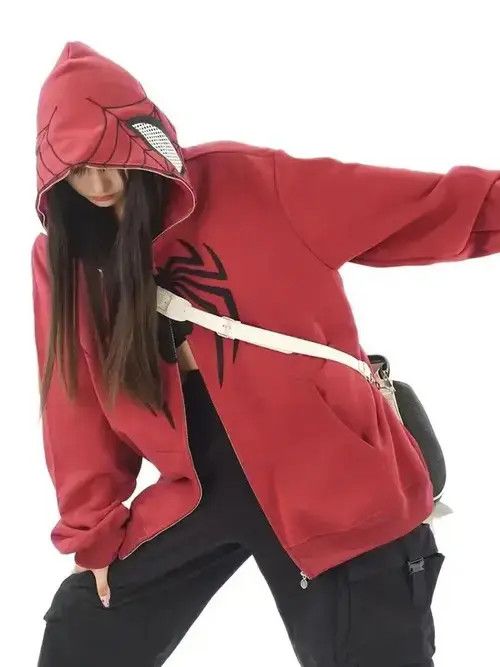 Japanese Brand Spider Man Anime Sweatshirt outdoor loose Gothic top Y2K Size US L / EU 52-54 / 3 - 4 Thumbnail