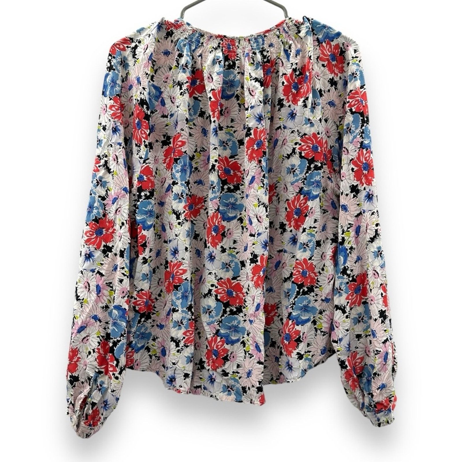 Veronica Beard Veronica Beard Madge 100% Silk Floral Print Long Sleeve Top Size L / US 10 / IT 46 - 7 Thumbnail