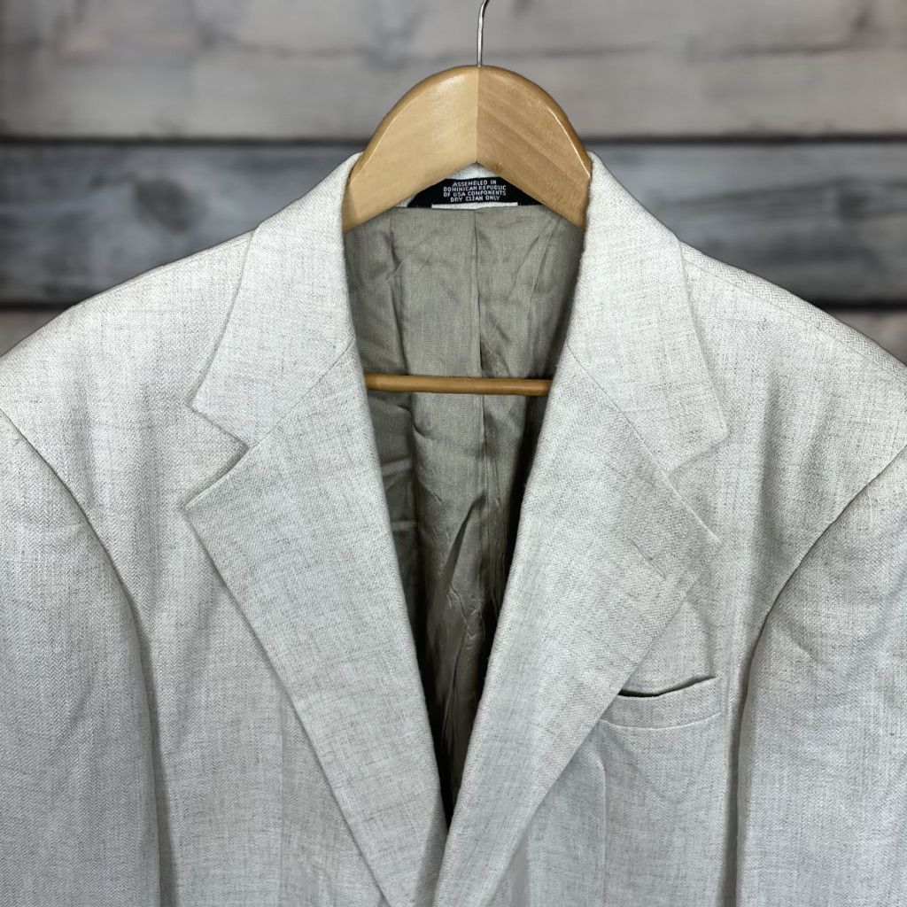 Haggar Coat Mens 42R Beige Cream Solid Textured Polyester Two Buttons