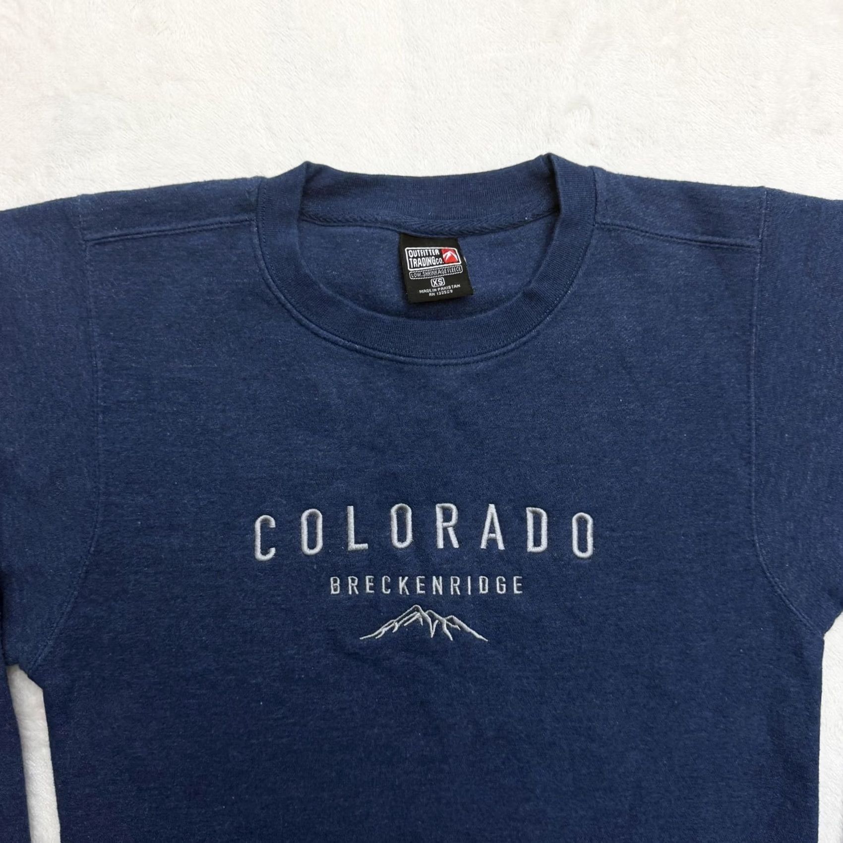 CO Outfitter Trading Co Sweatshirt Mens XS Blue Colorado Breckenridge Crewneck Graphic Print Embroidered Fleece Pullover All Seasons Size US XS / EU 42 / 0 - 2 Thumbnail