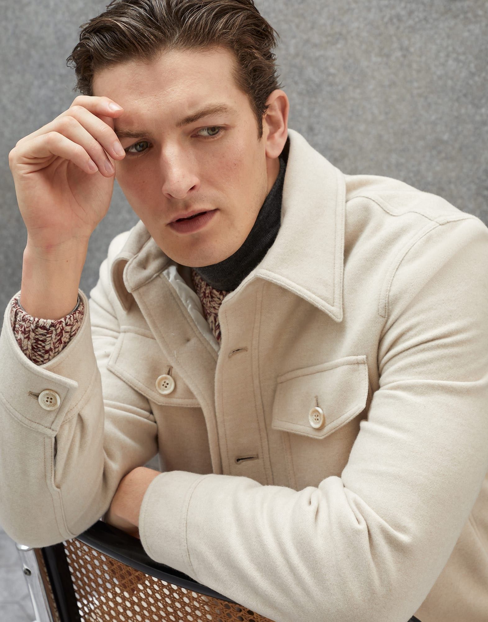 Brunello Cucinelli o1w1db10924 Rev Wr Cash Outerwear in Light Beige Size US M / EU 48-50 / 2 - 4 Thumbnail