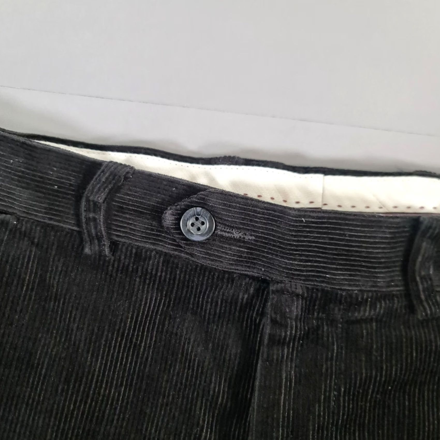 Marks & Spencer M&S Sartorial Mens Trousers Black W38 L31 Corduroy Pants Casual Chino Flat Front Button Zip Pockets Regular Mens Size US 38 / EU 54 - 3 Thumbnail