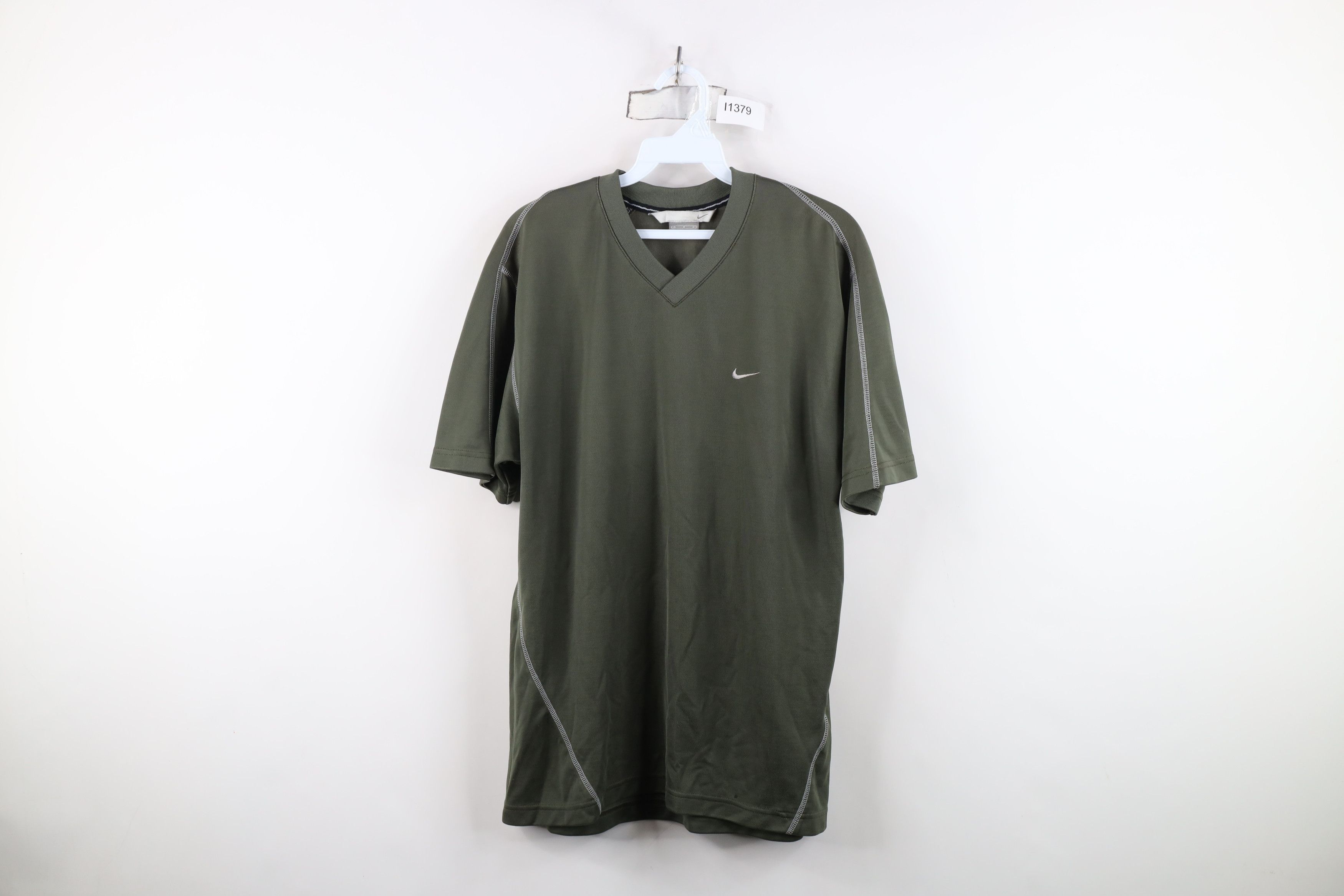 Nike Vintage Y2K Nike Scott Mini Swoosh Knit V-Neck T-Shirt Green Size US M / EU 48-50 / 2 - 1 Thumbnail
