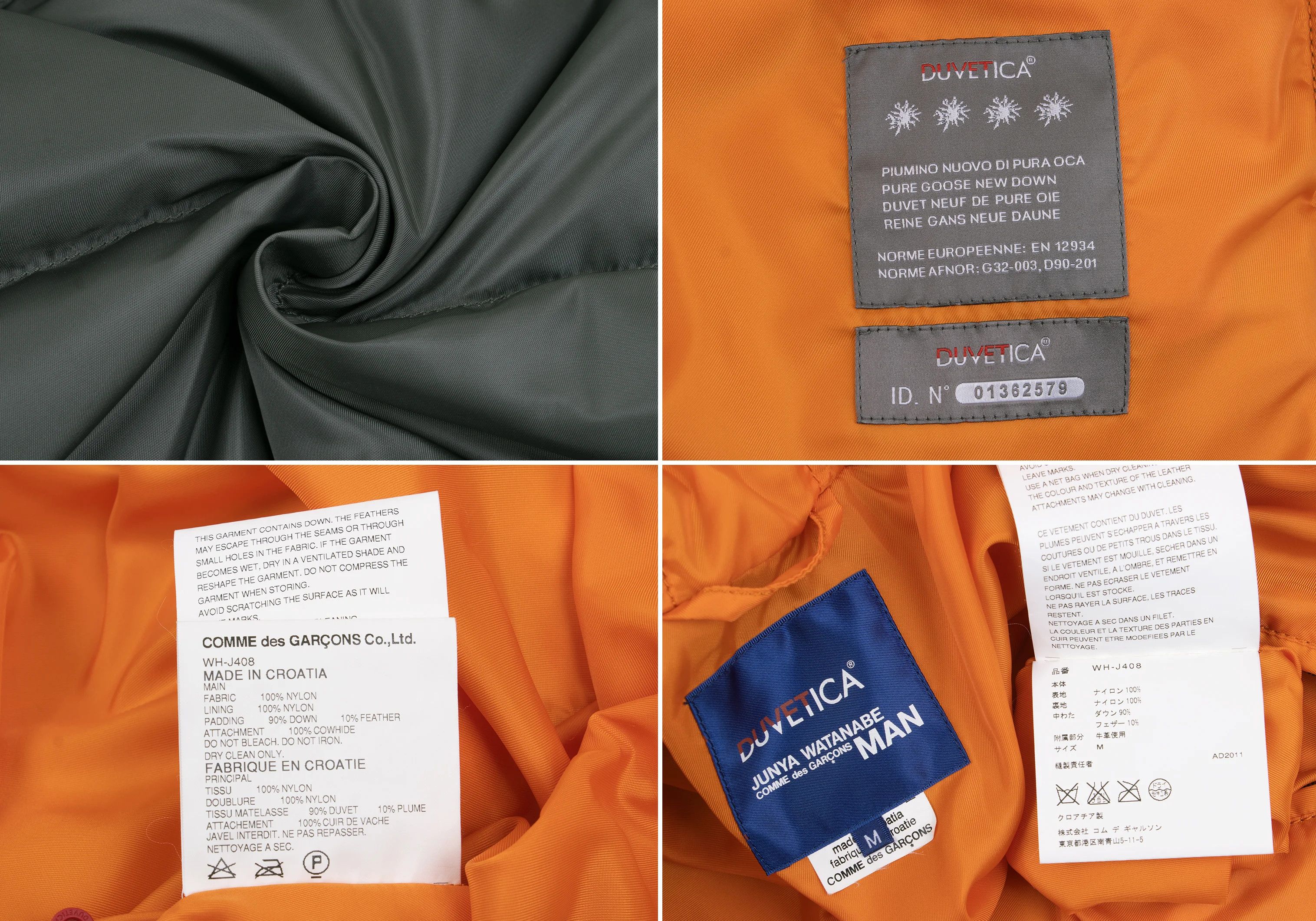 Junya Watanabe Patch Hooded Down Jacket in Khaki Orange, Size M Size US M / EU 48-50 / 2 - 20 Thumbnail