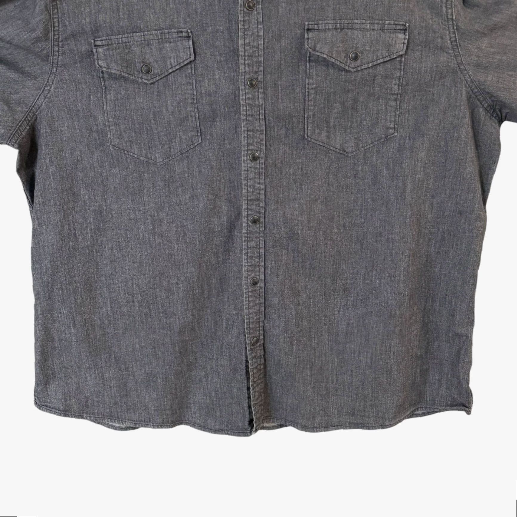 Wrangler Wrangler Shirt Gray Denim 3XL Pearl-Snap Western Button-Up Long-Sleeve Men's Size US XXL / EU 58 / 5 - 6 Thumbnail