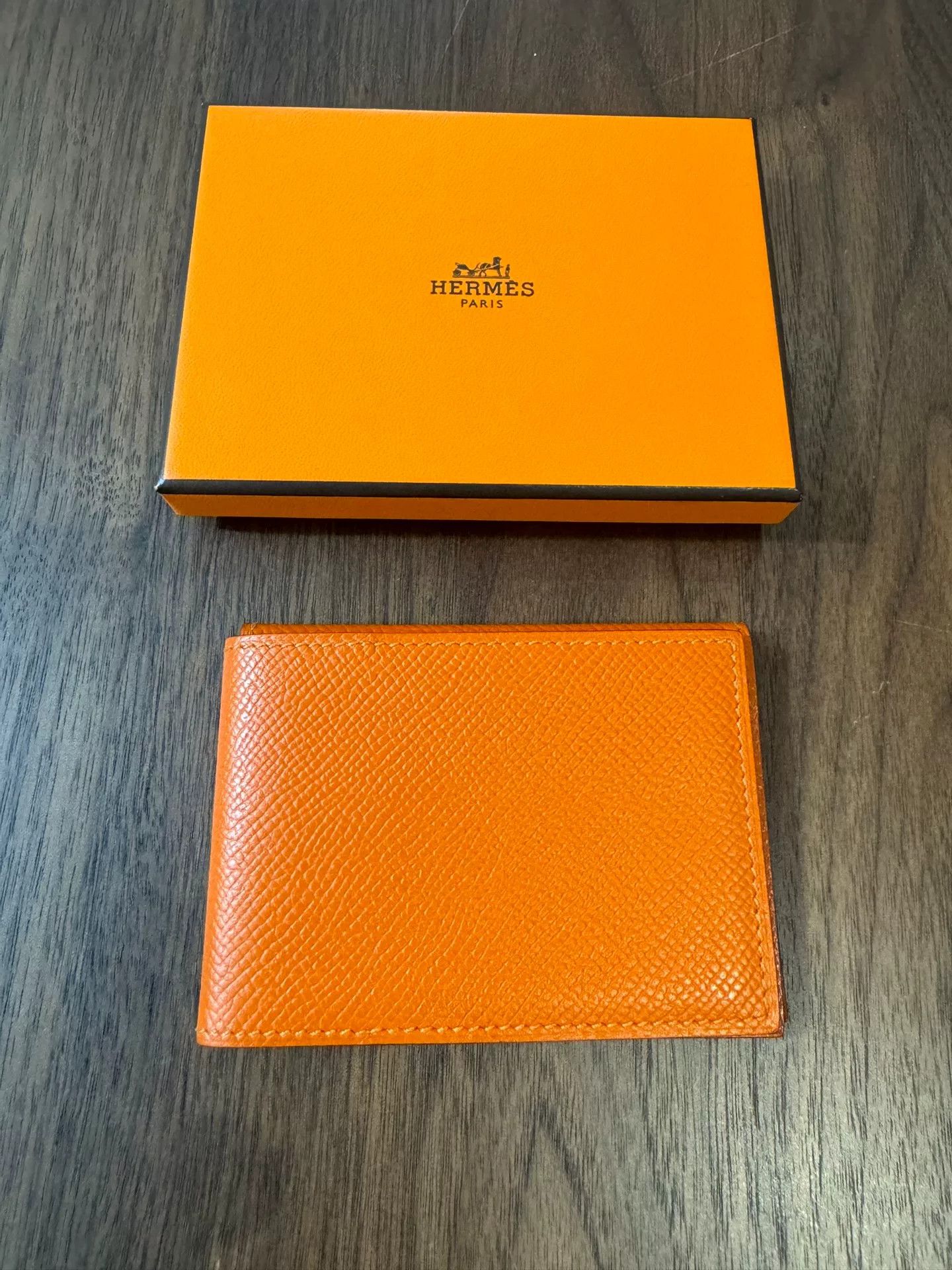 Hermes Hermès Orange Leather Card Holder Size ONE SIZE - 1 Thumbnail