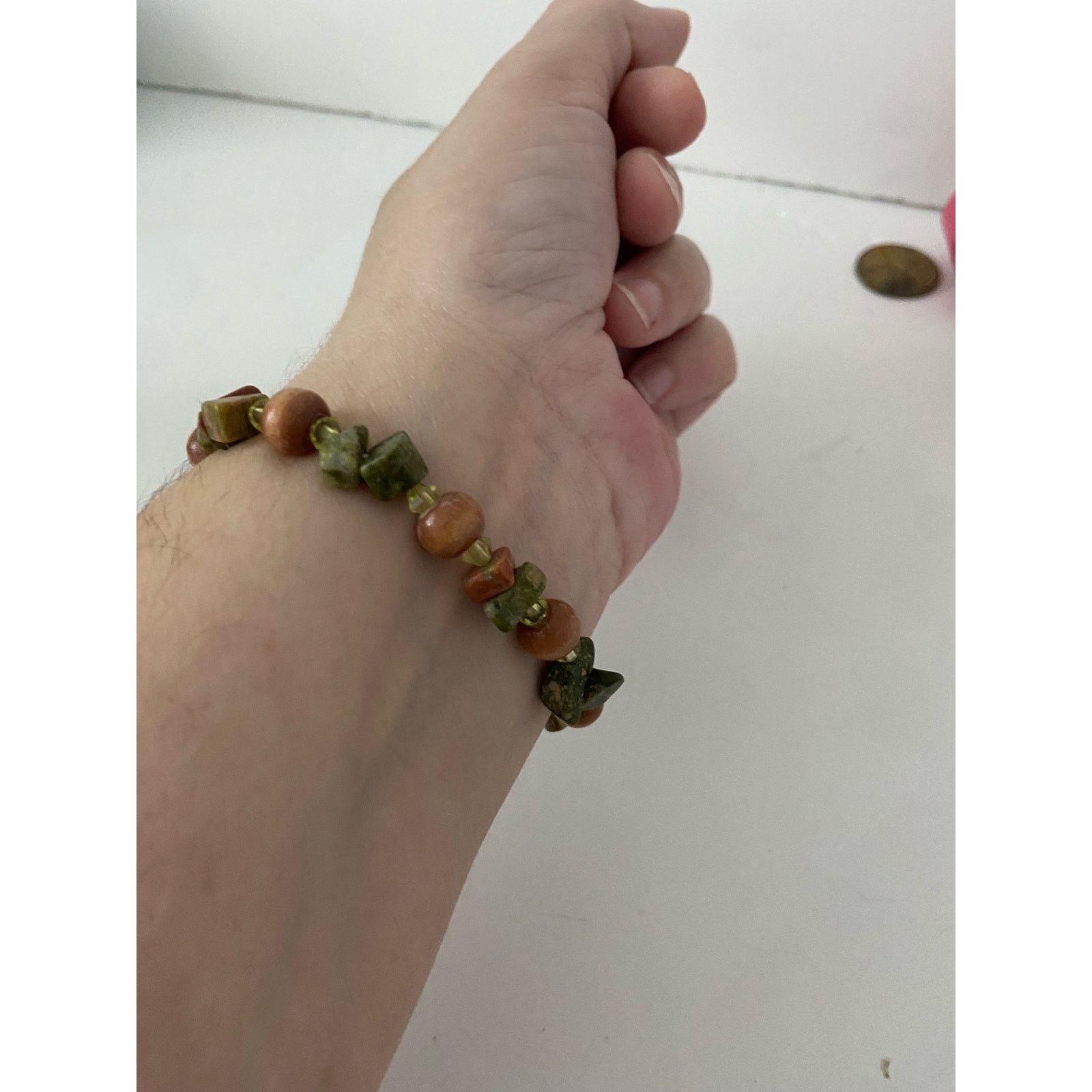 Handmade unakite bead bracelet Size ONE SIZE - 2 Thumbnail