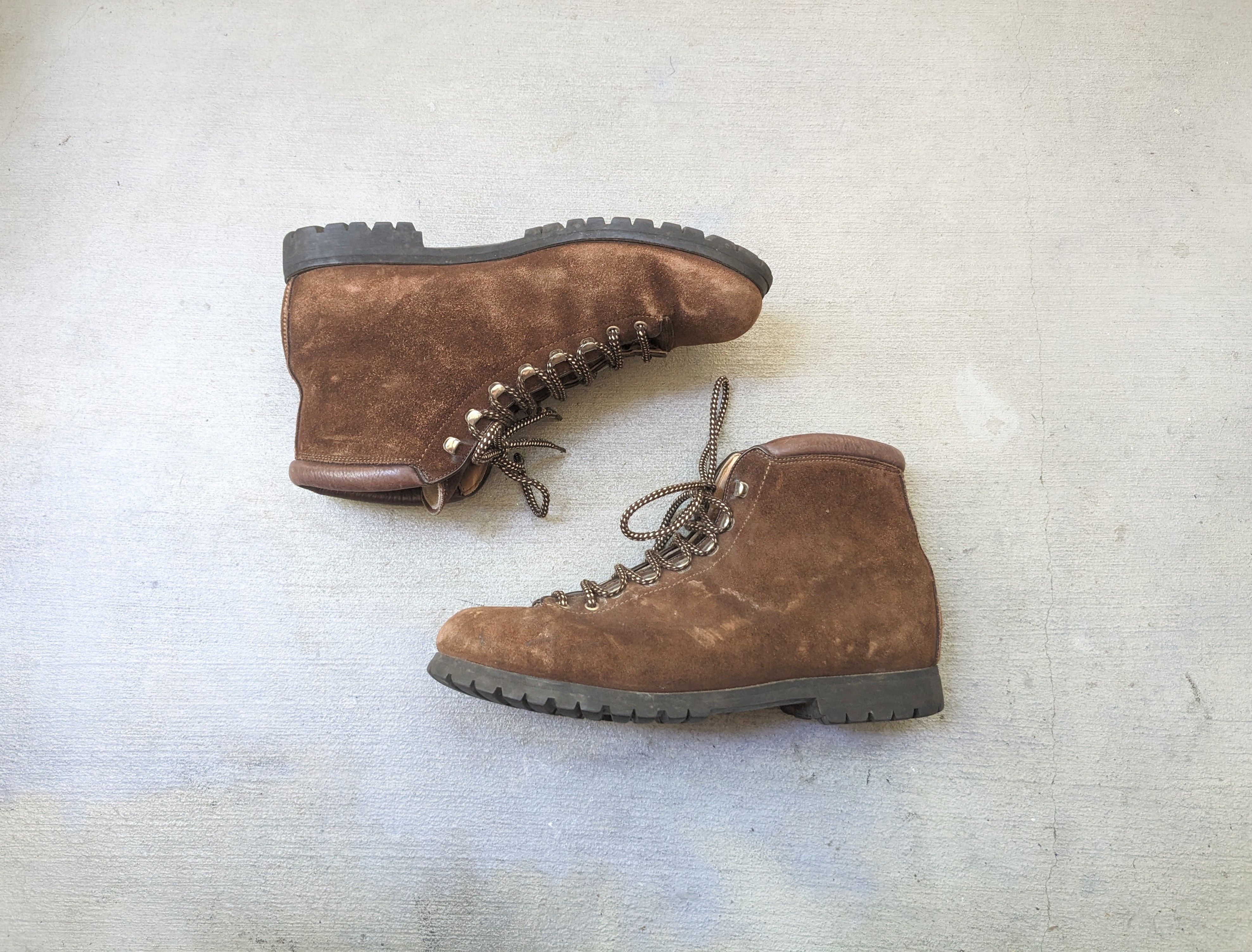 Genuine Leather × Vintage Vintage Fabiano Boots Brown Suede 13.5 Narrow Leather Lace Size US 13 / EU 46 - 1 Thumbnail