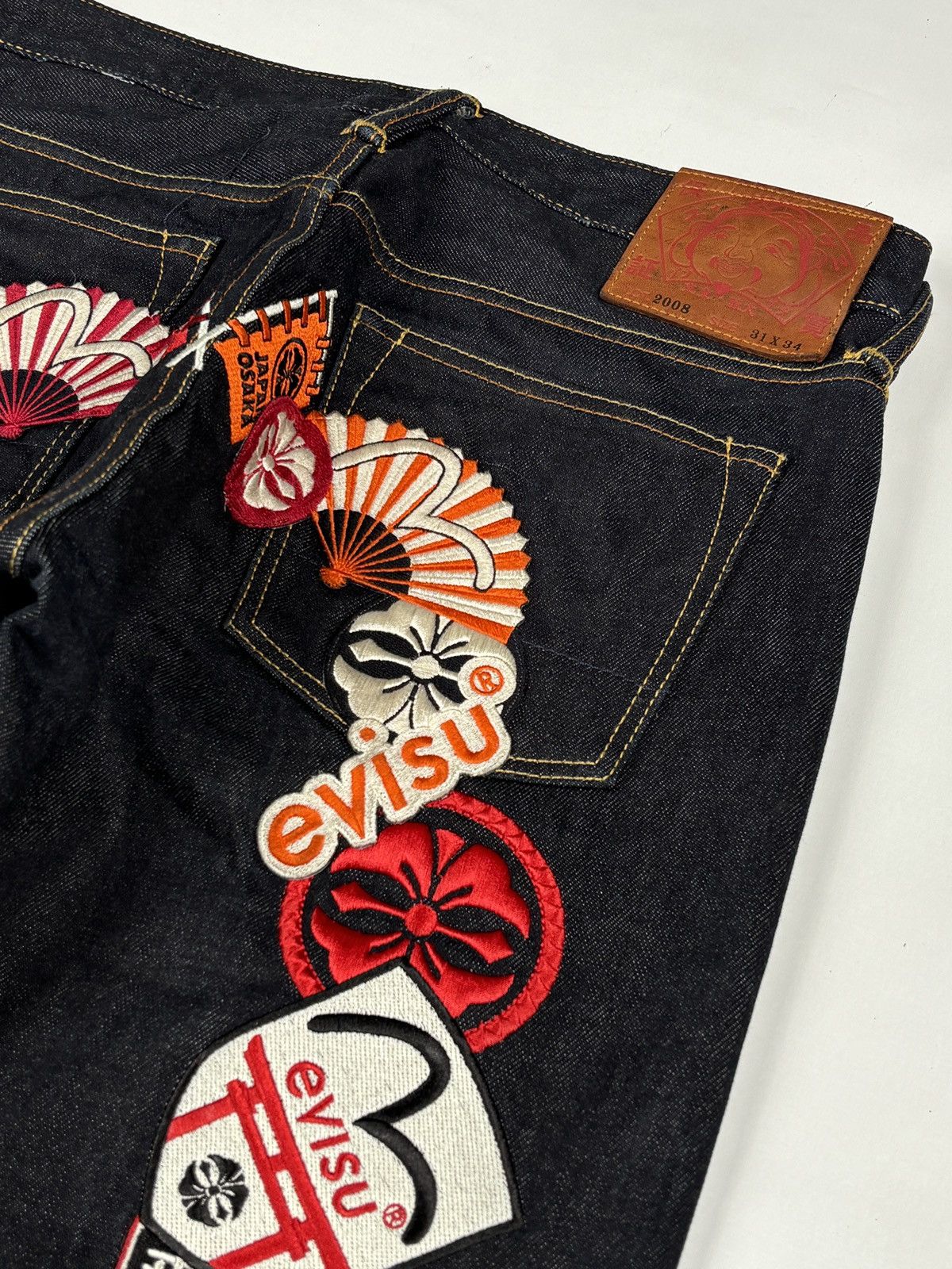 Evisu Embroidered Daruma Logo Daicock Selvedged Jeans Size US 31 - 3 Thumbnail