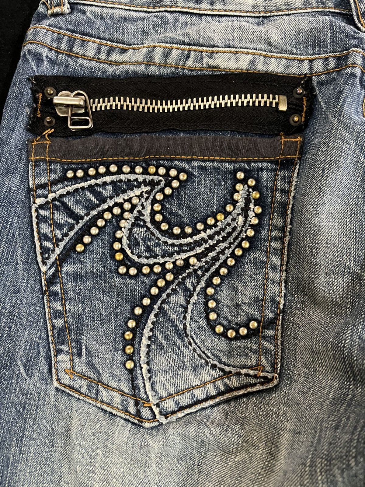 POST ARCHIVE FACTION (PAF) Vintage Clouds72 Studded Skull Patches Denim Size US 33 - 11 Thumbnail