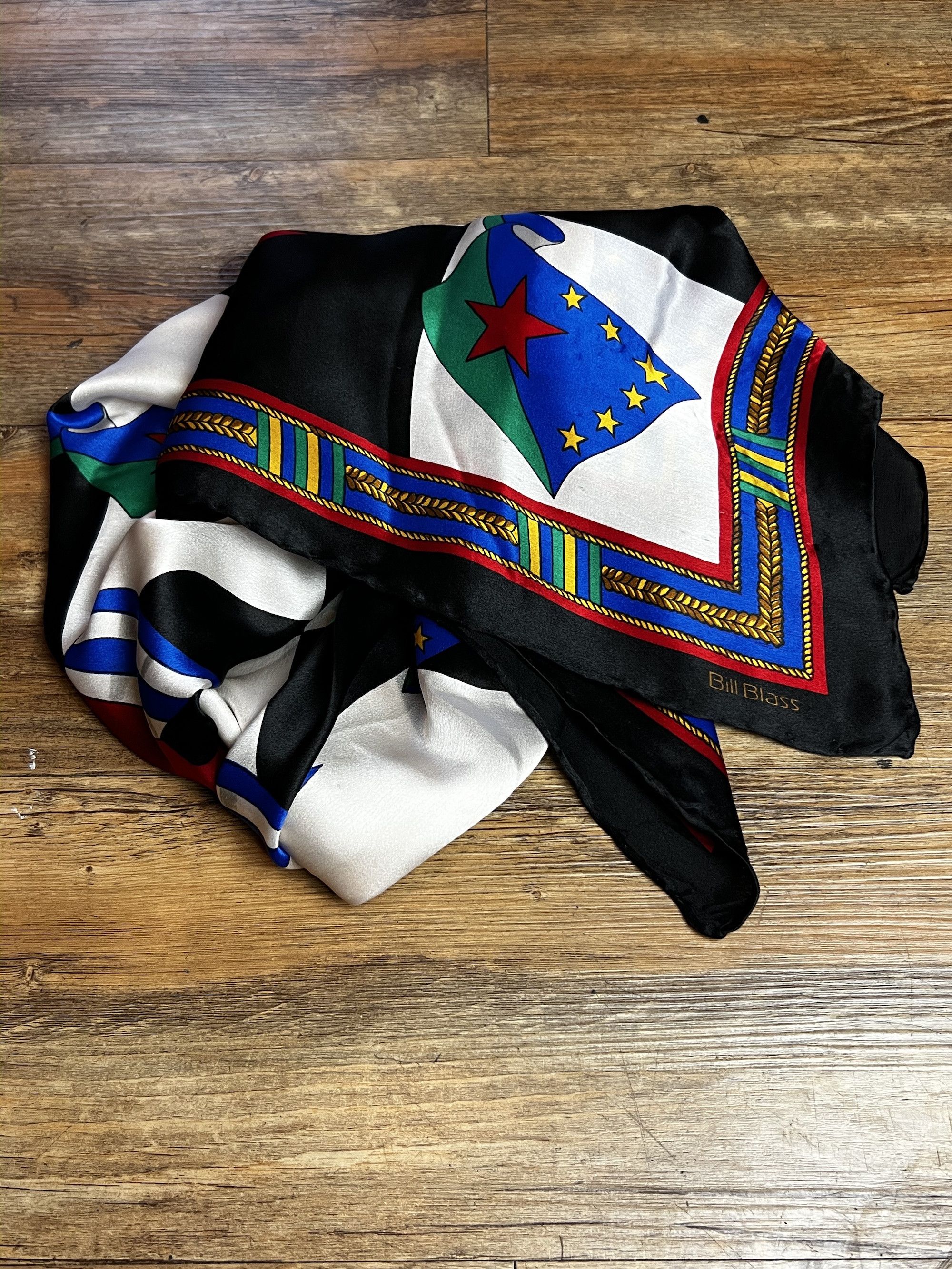 Bill Blass Vintage 1980's-1990's Bill Blass Branded Flag Print Scarf Size ONE SIZE - 8 Thumbnail