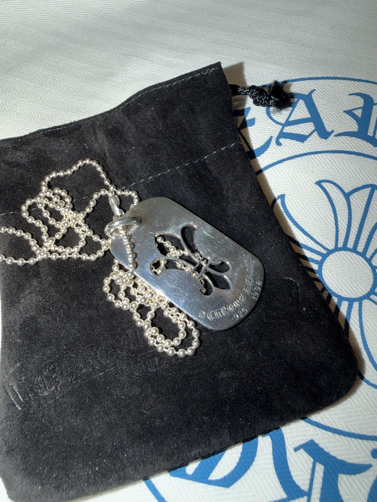 Chrome Hearts Fleur Cut Out Dog Tag Pendant on Ball Chain Necklace Size ONE SIZE - 10 Thumbnail