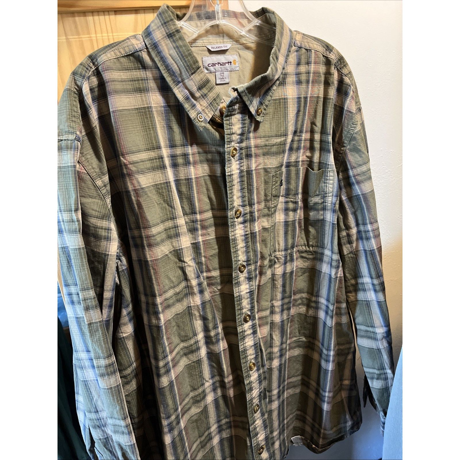Carhartt Carhartt Shirt Men's XXLT Green Plaid Outdoor Relaxed Button Size US XXL / EU 58 / 5 - 12 Thumbnail