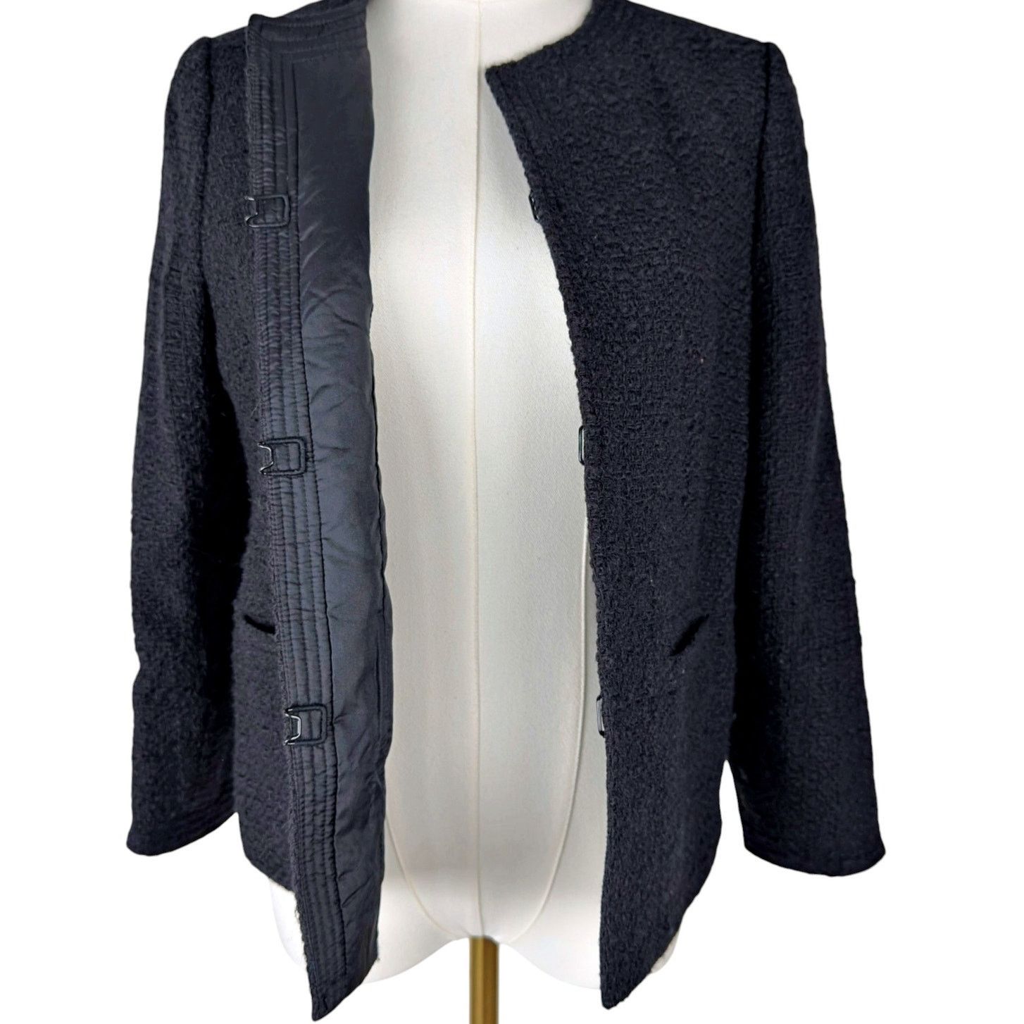 Vince Vince Black Tweed Boucle Wool Blend Blazer Jacket Sz 8 Size M / US 6-8 / IT 42-44 - 3 Thumbnail