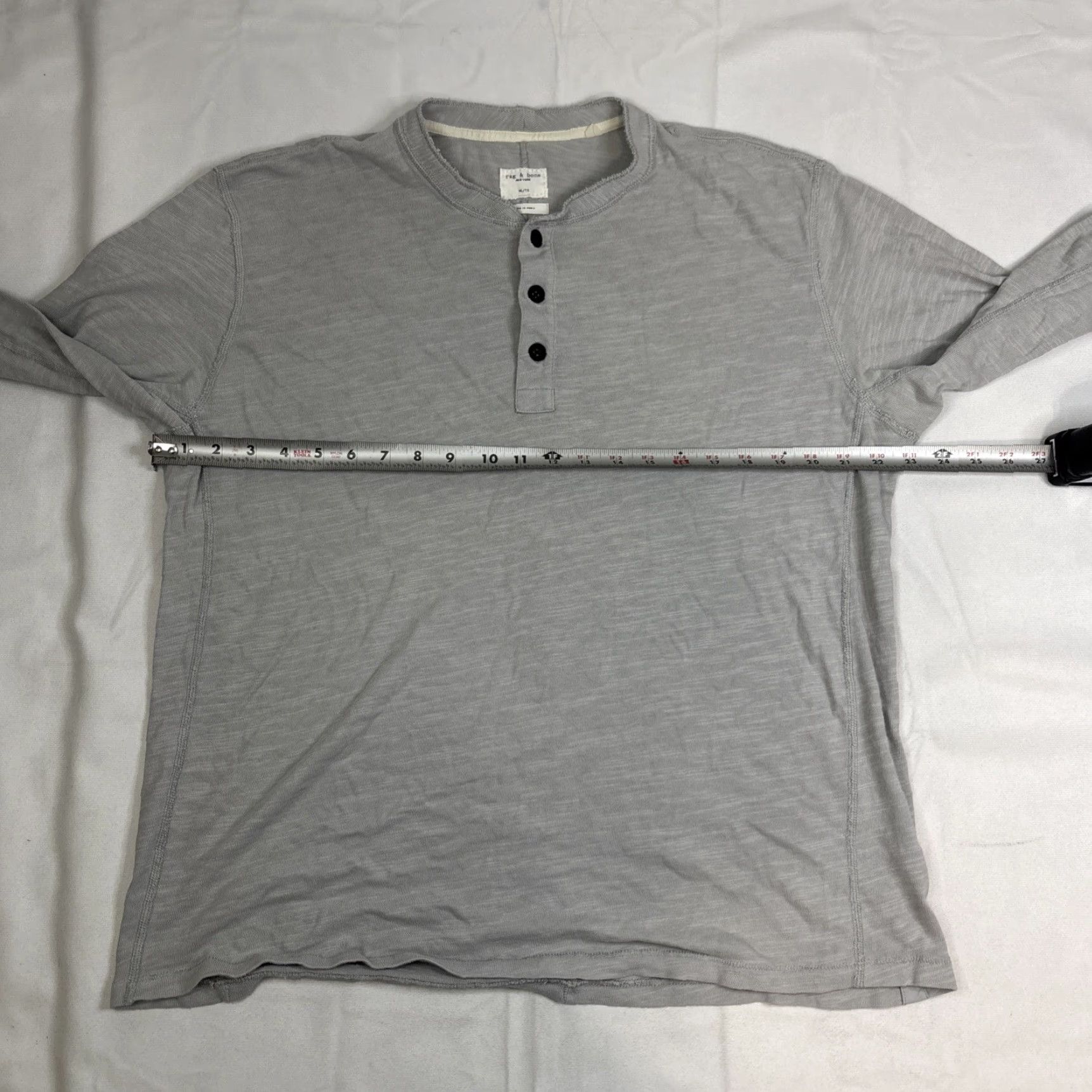 Rag & Bone Rag and Bone Longsleeve Henley Mens XL Gray Peru Lightweight Cotton T-Shirt Size US XL / EU 56 / 4 - 5 Thumbnail