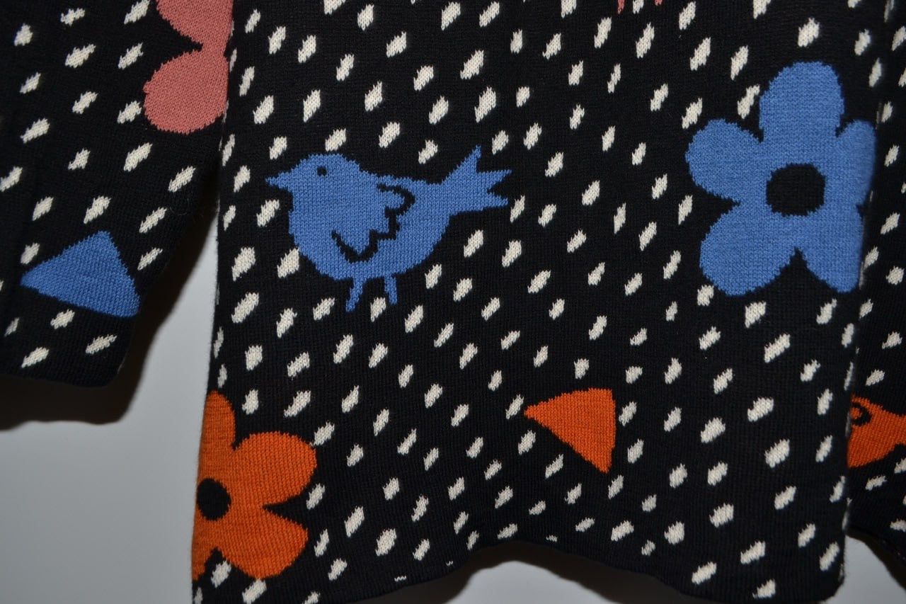 Designer × Desigual Gudrun Sjoden Black White Colorful Bird Pullover Sweater Size L / US 10 / IT 46 - 7 Thumbnail
