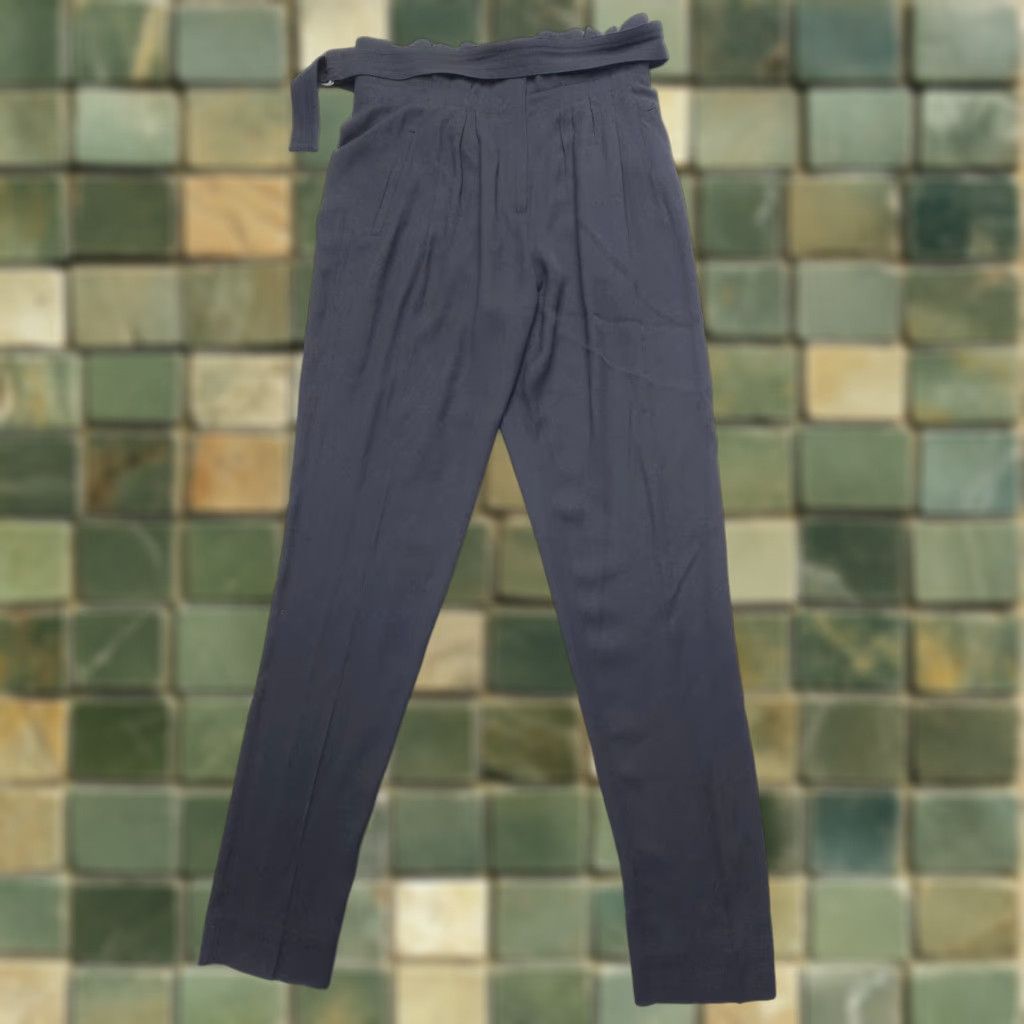 VINTAGE Sonia Rykiel Paris Belted High Rise Pleated Trousers Pants Women 31 in Black 90s