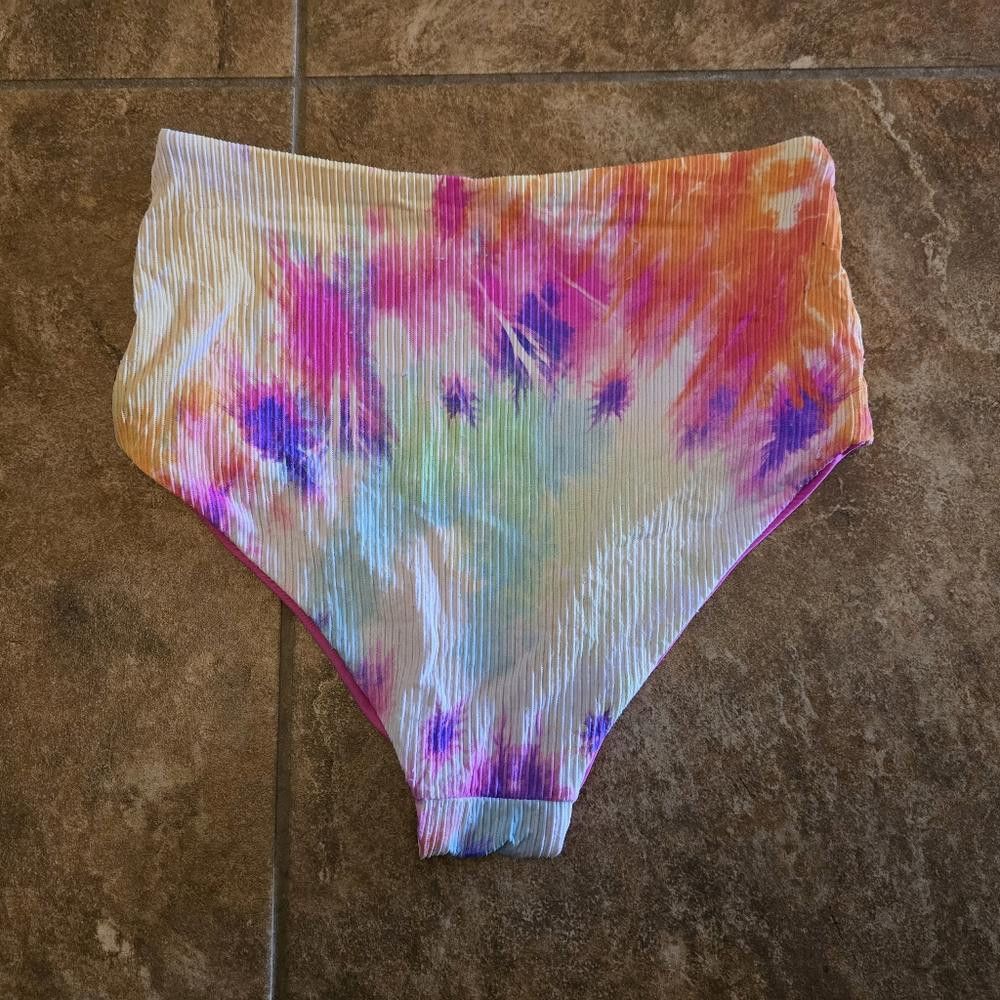 Designer Rainbow Reversible TB High Bikini Bottoms Size ONE SIZE - 3 Thumbnail