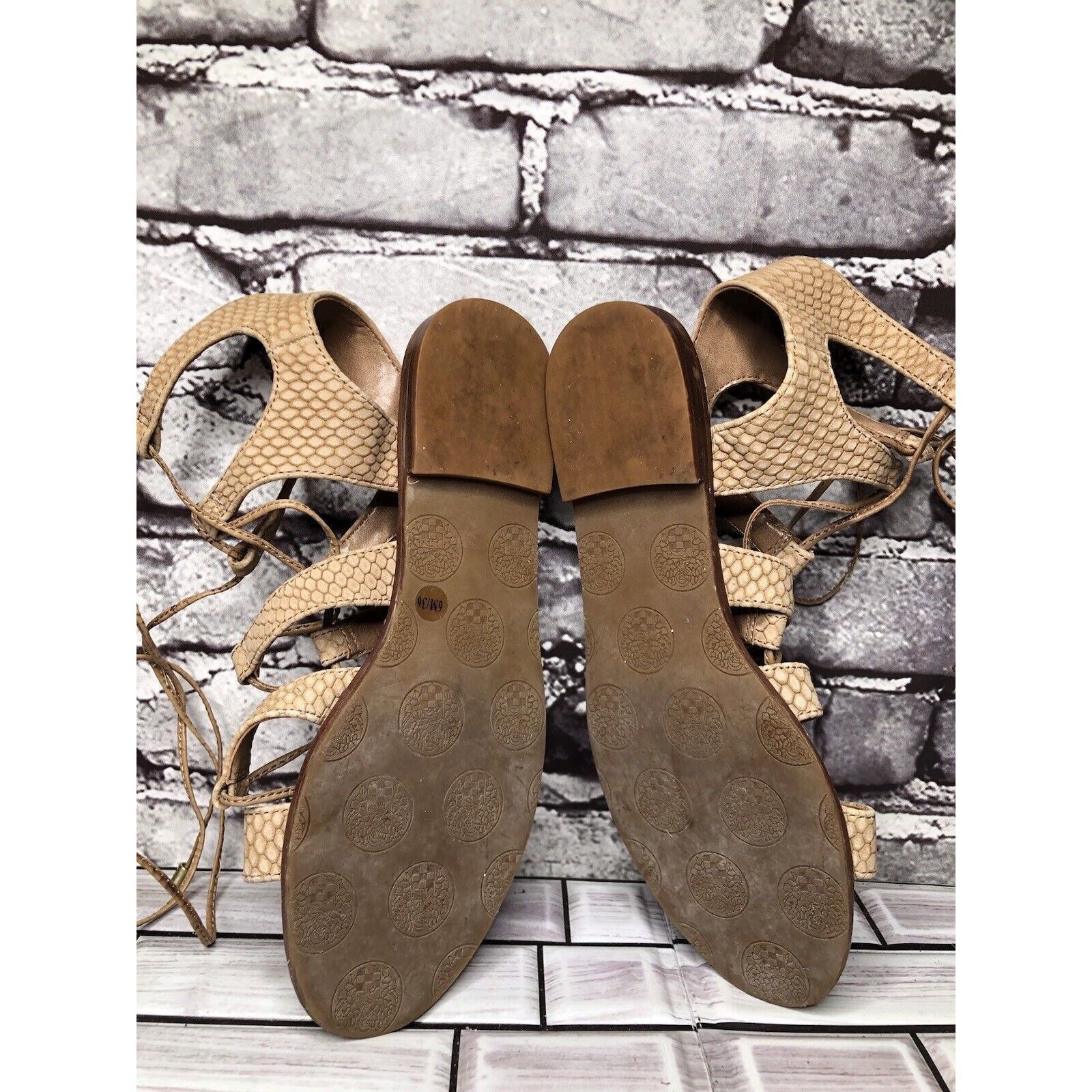 Vince Camuto Vince Camuto Tany Tan Leather Snake Print Gladiator Lace San Size US 6 / IT 36 - 8 Thumbnail
