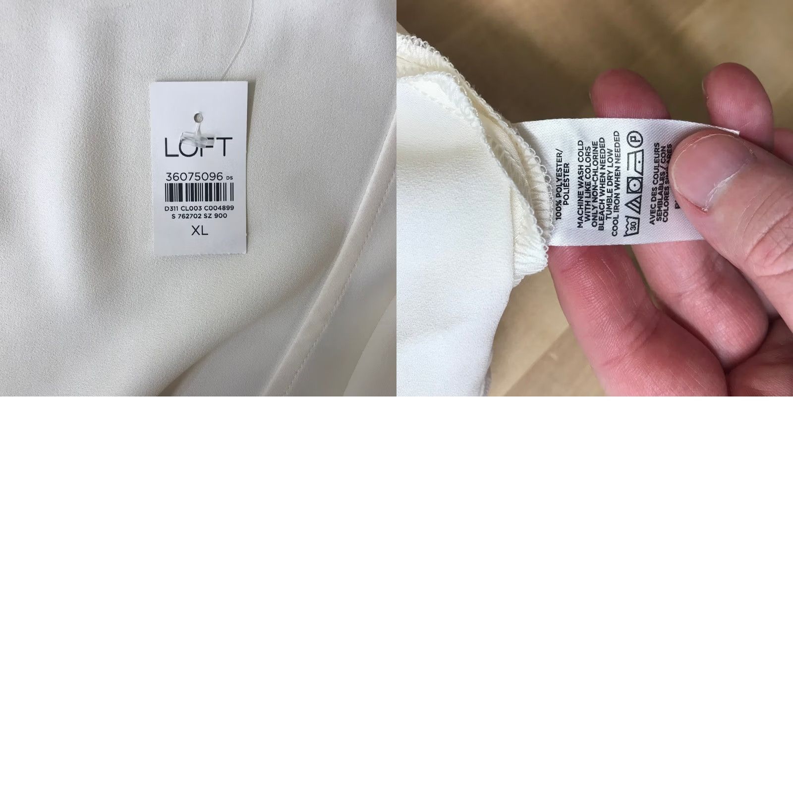 Loft VINTAGE Loft Cream Long Sleeve Wrap Blouse V-Neck Side Tie Top XL NEW Size XL / US 12-14 / IT 48-50 - 8 Thumbnail