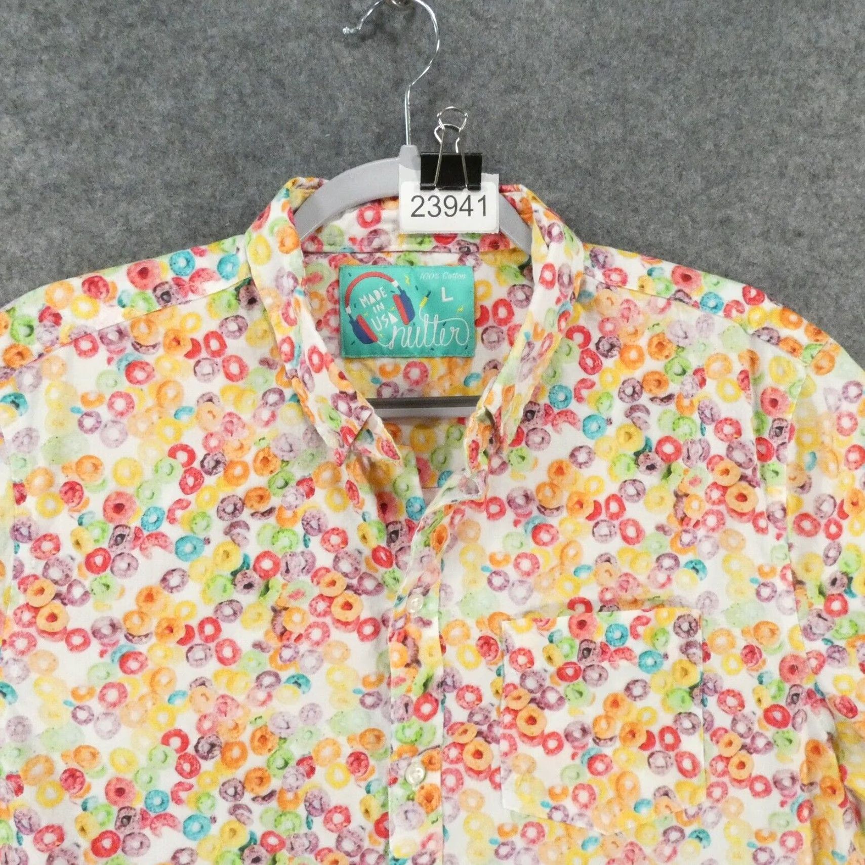 Chubbies Chubbies The Nutter Shirt Mens Large Short Sleeve Button Up Fruit Loop Multicolor Cotton Button-Down Pockets Mens Size US L / EU 52-54 / 3 - 2 Thumbnail