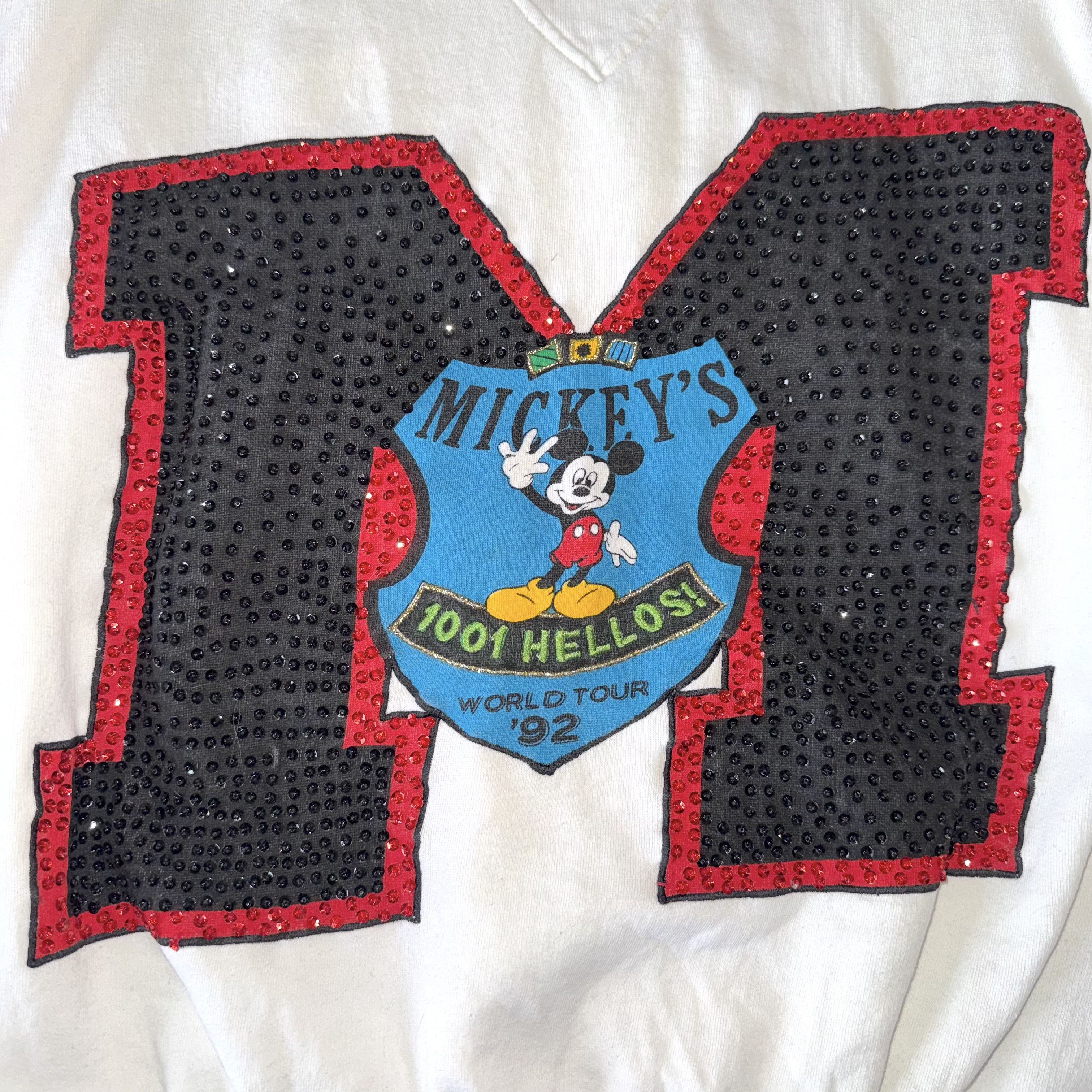 Mickey & Co. VTG Mickey's 1001 Hellos World Tour 1992 Sparkle Embroidered Size L / US 10 / IT 46 - 2 Thumbnail