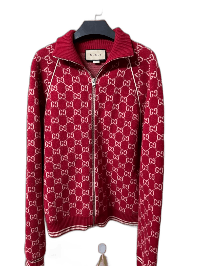 Gucci Gucci Red Wool Logo Zip Jacket-2506 Size US M / EU 48-50 / 2 - 1 Thumbnail