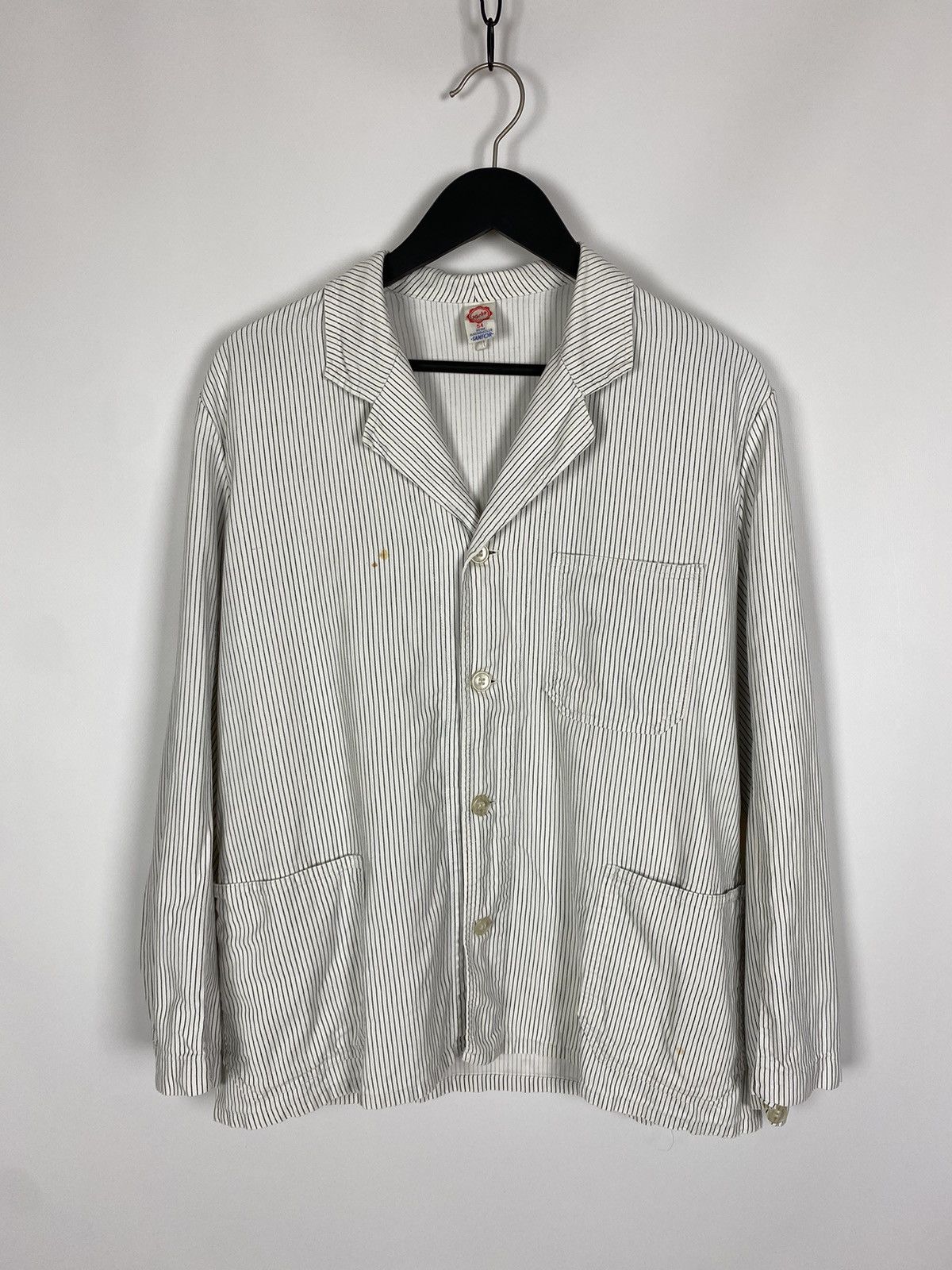 Vintage 70s Vintage Karba German Striped French Work Chore Jacket Size US M / EU 48-50 / 2 - 1 Thumbnail