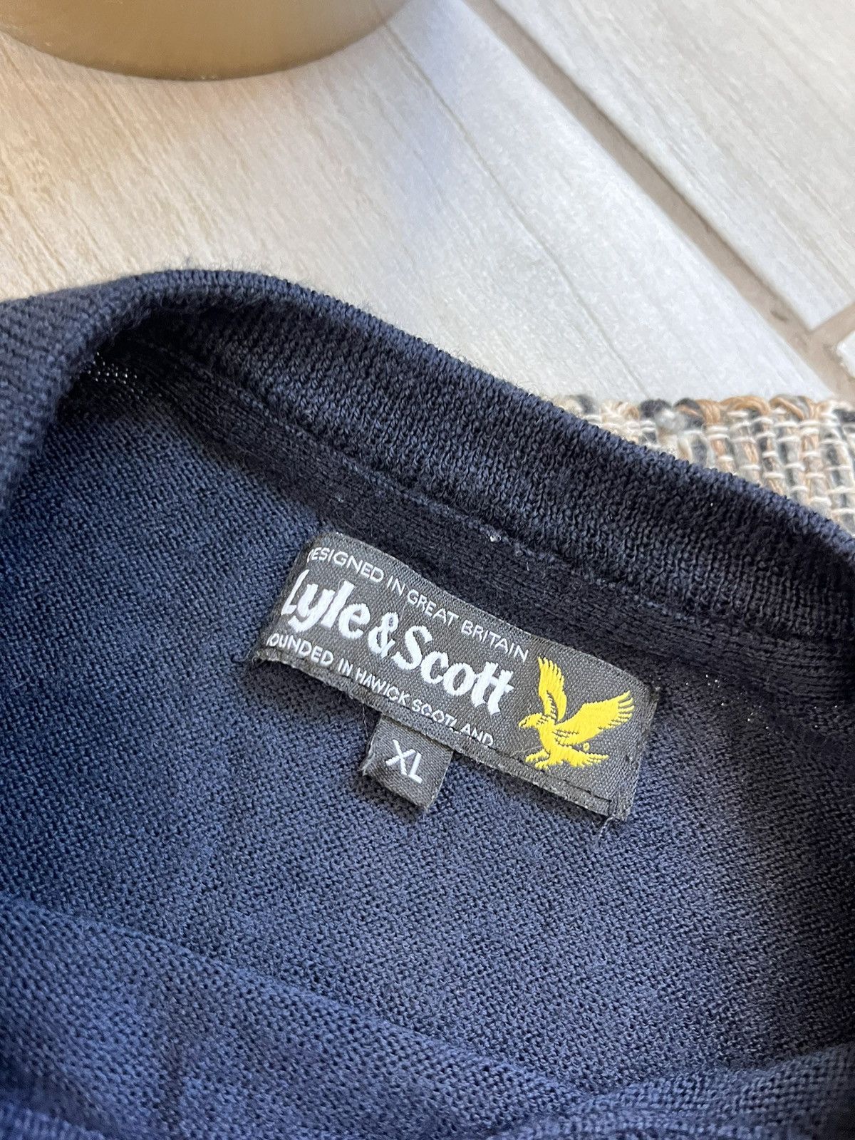 Lyle & Scott × Vintage Lyle Scott navy sweater cardigan minimalistic logo Size US XL / EU 56 / 4 - 9 Thumbnail
