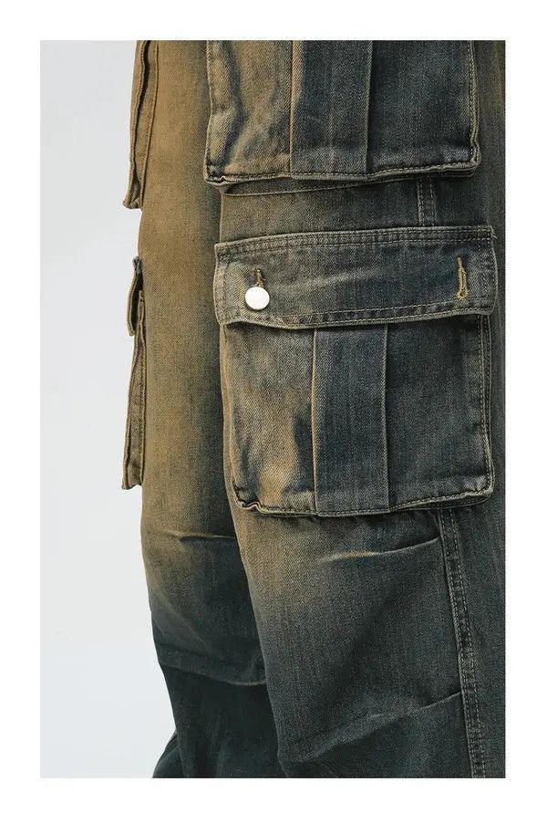 VIBE Retro washed distressed workwear loose wide leg jeans Size US 32 / EU 48 - 8 Thumbnail