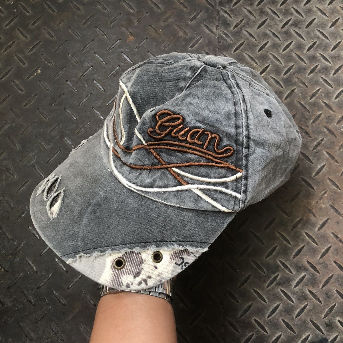 If Six Was Nine Vintage Guan Ripped Distressed Greywashed Hat Japanese Brand Size ONE SIZE - 2 Thumbnail