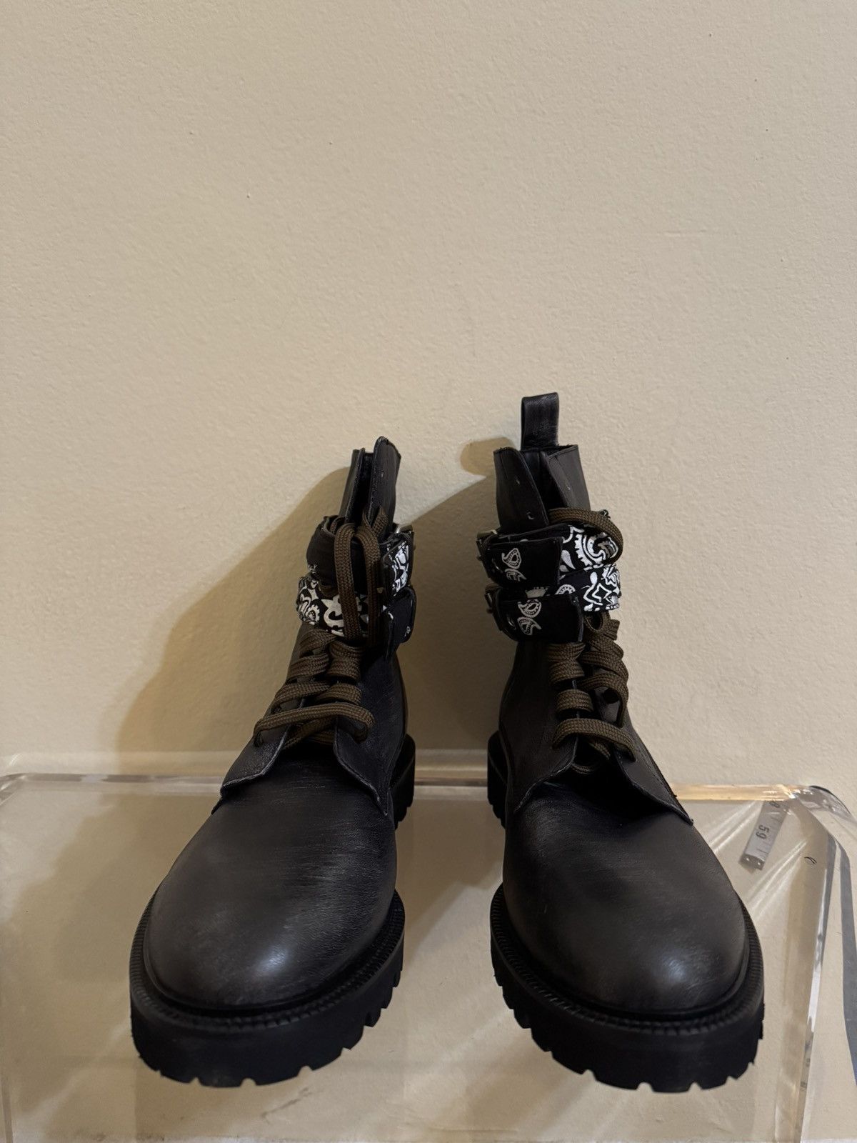 Amiri Amiri Bandana High Top Leather Combat Boots Black 43 Size US 10 / EU 43 - 2 Thumbnail