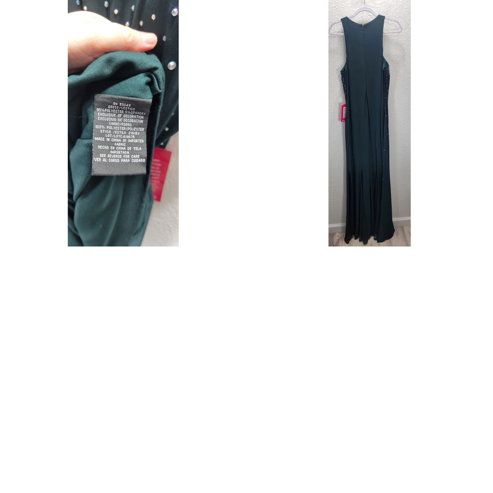 Vintage Morgan Co. Green Mermaid Maxi Rainstone Prom Evening Dress Sz 17 NWT Size XXL / US 16-18 / IT 52-54 - 8 Thumbnail