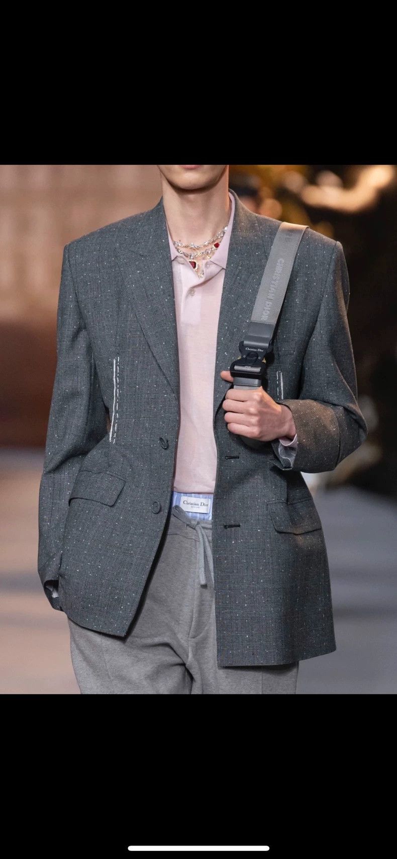 Dior Dior 2022FW Grey Wool Plaid Glitter Gypsophila blazer 2505- Size 48R - 9 Thumbnail