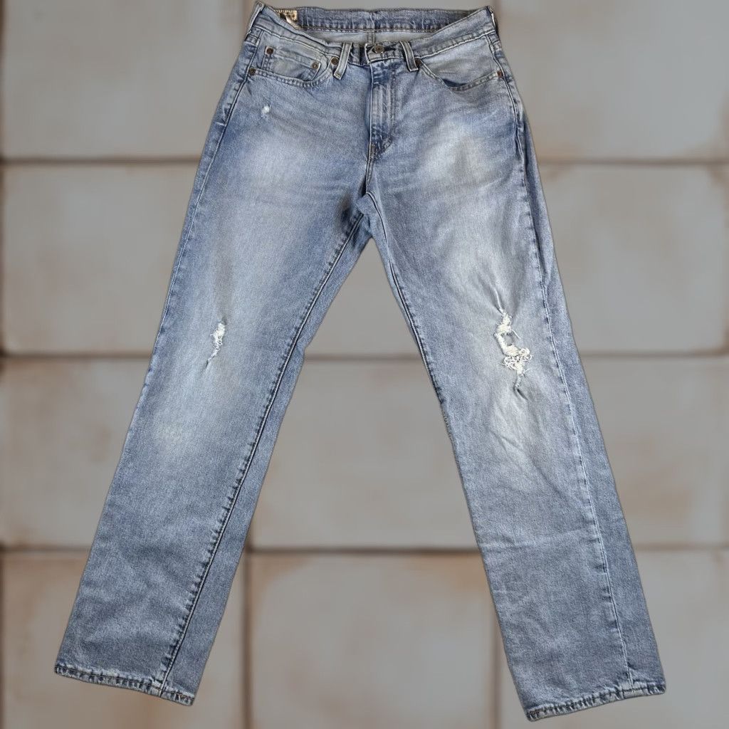 Levi's Levi's 541 Jeans Mens 31x32 Medium Wash Distressed Straight 5-Pocket Denim Logo USA 500 Series Regular Waist Blue Size US 31 - 1 Thumbnail